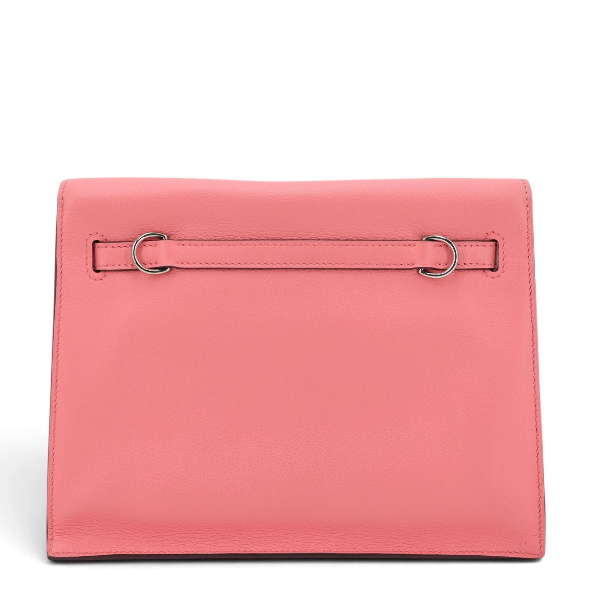 Excellent ( Rank SA ) HERMÈS Kelly Danse Verso Rose d’Ete (K4) Vert Titien (1T) Evercolor Palladium hardware B (2023) - 2
