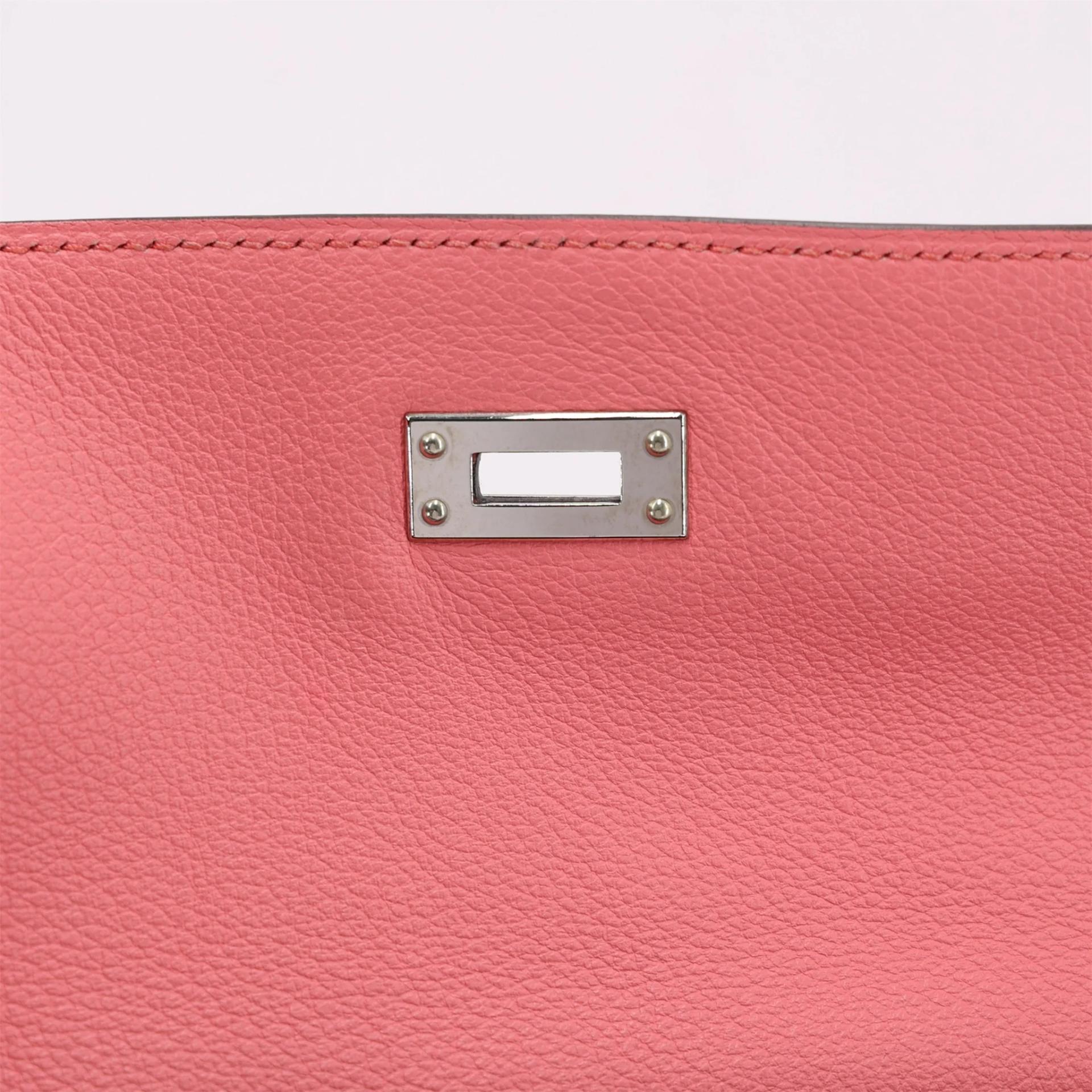 Excellent ( Rank SA ) HERMÈS Kelly Danse Verso Rose d’Ete (K4) Vert Titien (1T) Evercolor Palladium hardware B (2023) - 11