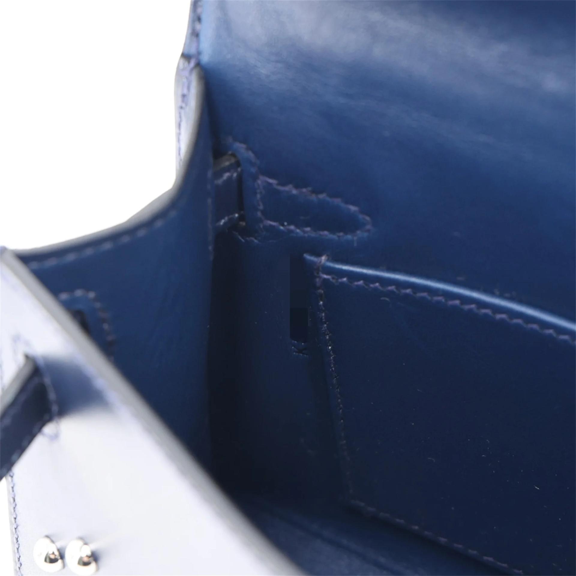 Brand New ( Rank N ) HERMÈS Limited Edition Mini Kelly II Cloute Studded Bleu Abysse (7K) Box-calf Palladium hardware K (2025) - 13
