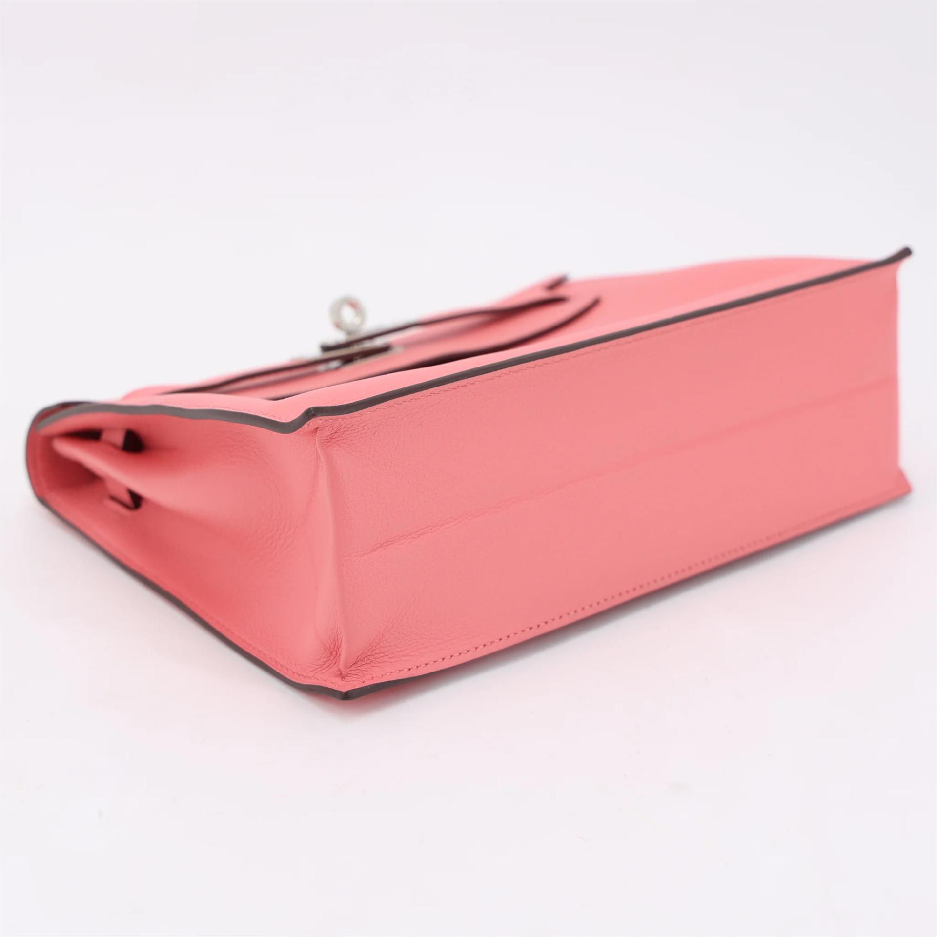 Excellent ( Rank SA ) HERMÈS Kelly Danse Verso Rose d’Ete (K4) Vert Titien (1T) Evercolor Palladium hardware B (2023) - 3