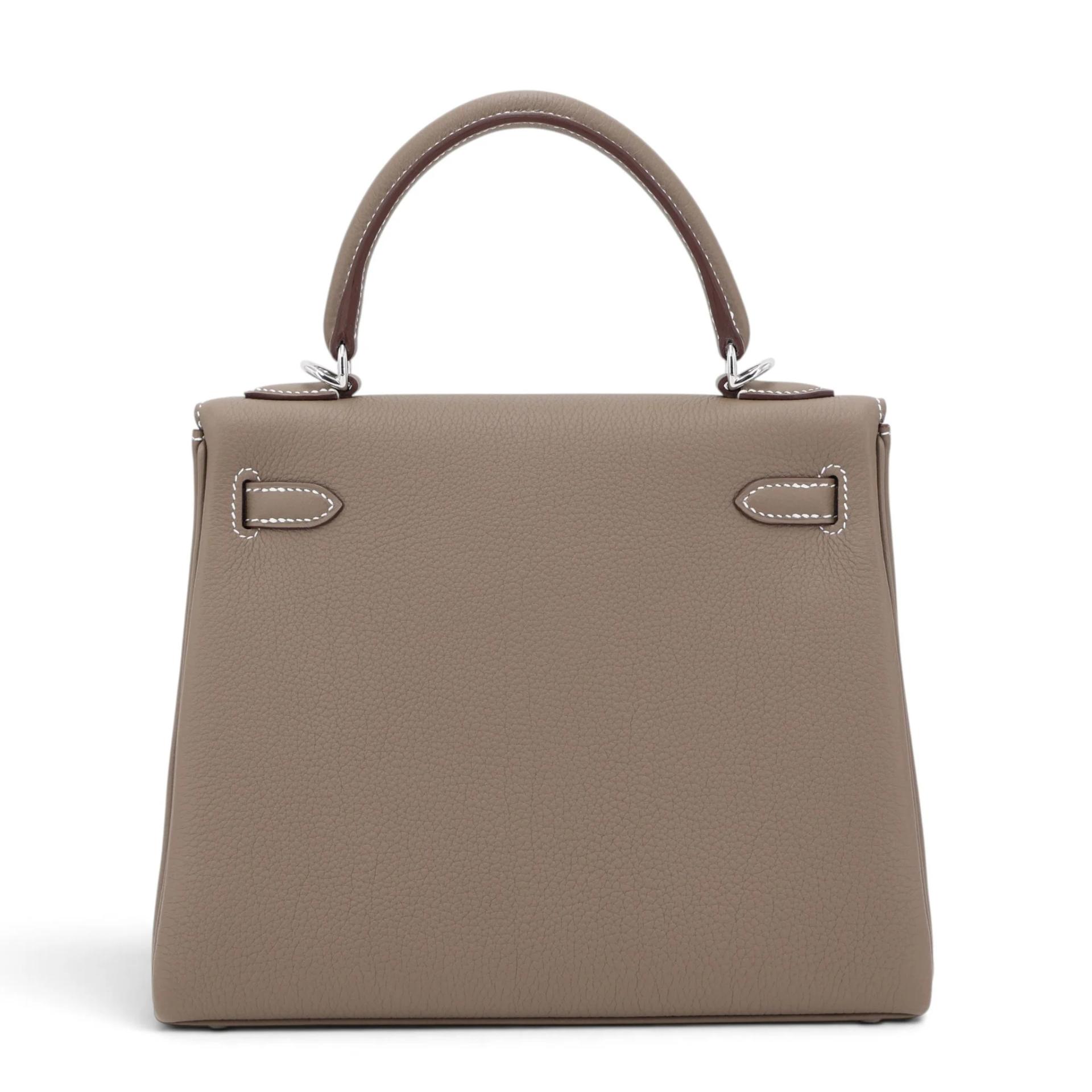 Brand New ( Rank N ) HERMÈS Kelly 25 Etoupe (18) Togo Palladium hardware G (2026) - 2