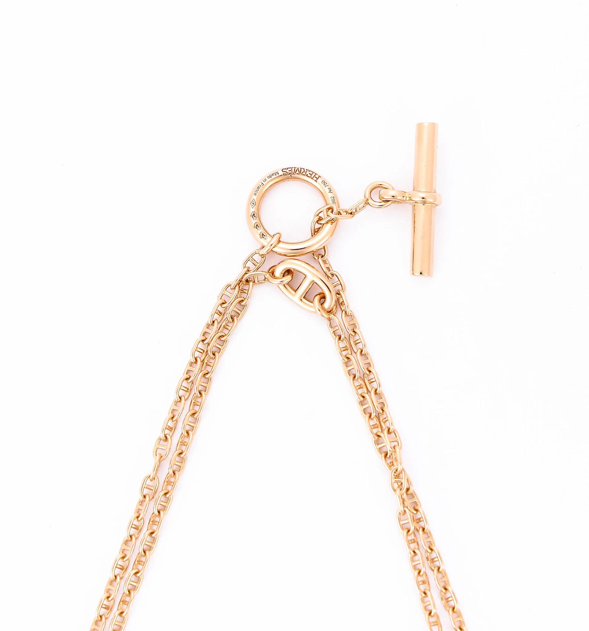 ランク SA HERMÈS エルメス ファランドール ロングネックレス ピンクゴールド K18ピンクゴールド ダイヤモンド - 7