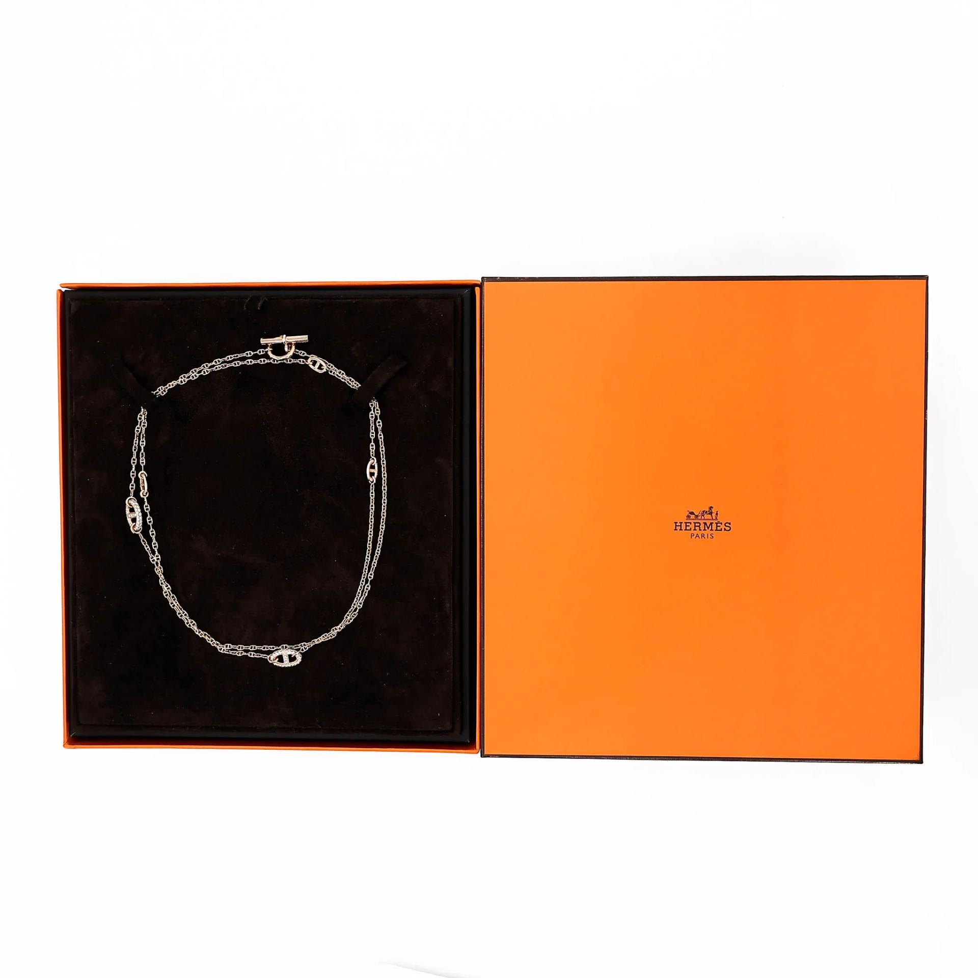 ランク SA HERMÈS エルメス ファランドール ロングネックレス ピンクゴールド K18ピンクゴールド ダイヤモンド - 3