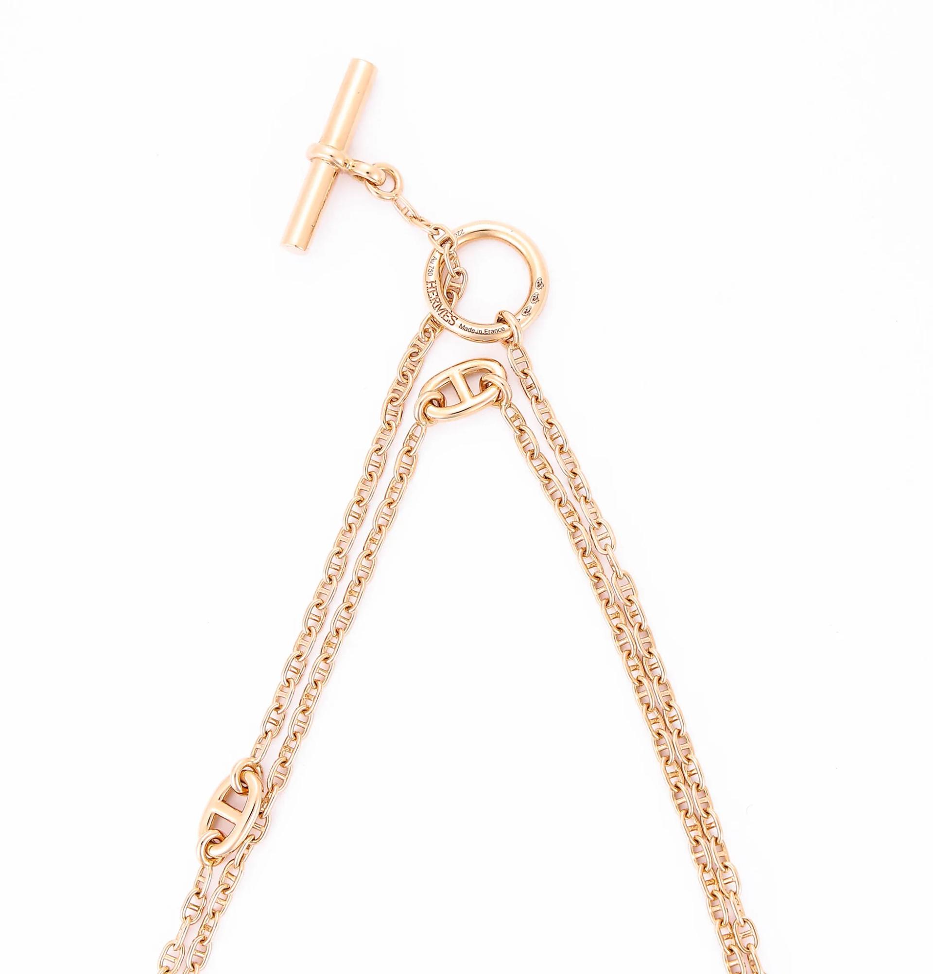ランク SA HERMÈS エルメス ファランドール ロングネックレス ピンクゴールド K18ピンクゴールド ダイヤモンド - 5