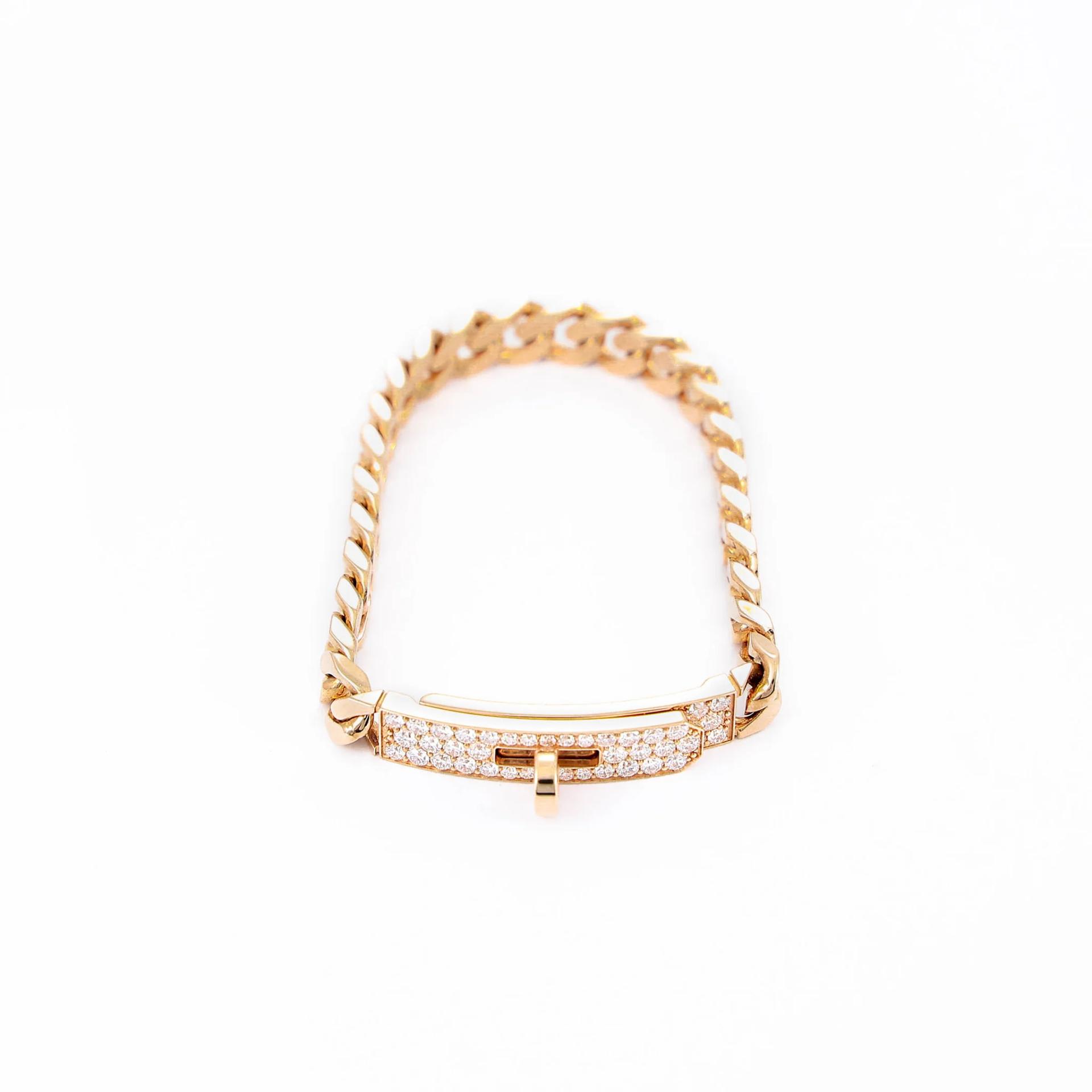 Kelly Gourmette Bracelet, Very Small Model XS Rose Gold