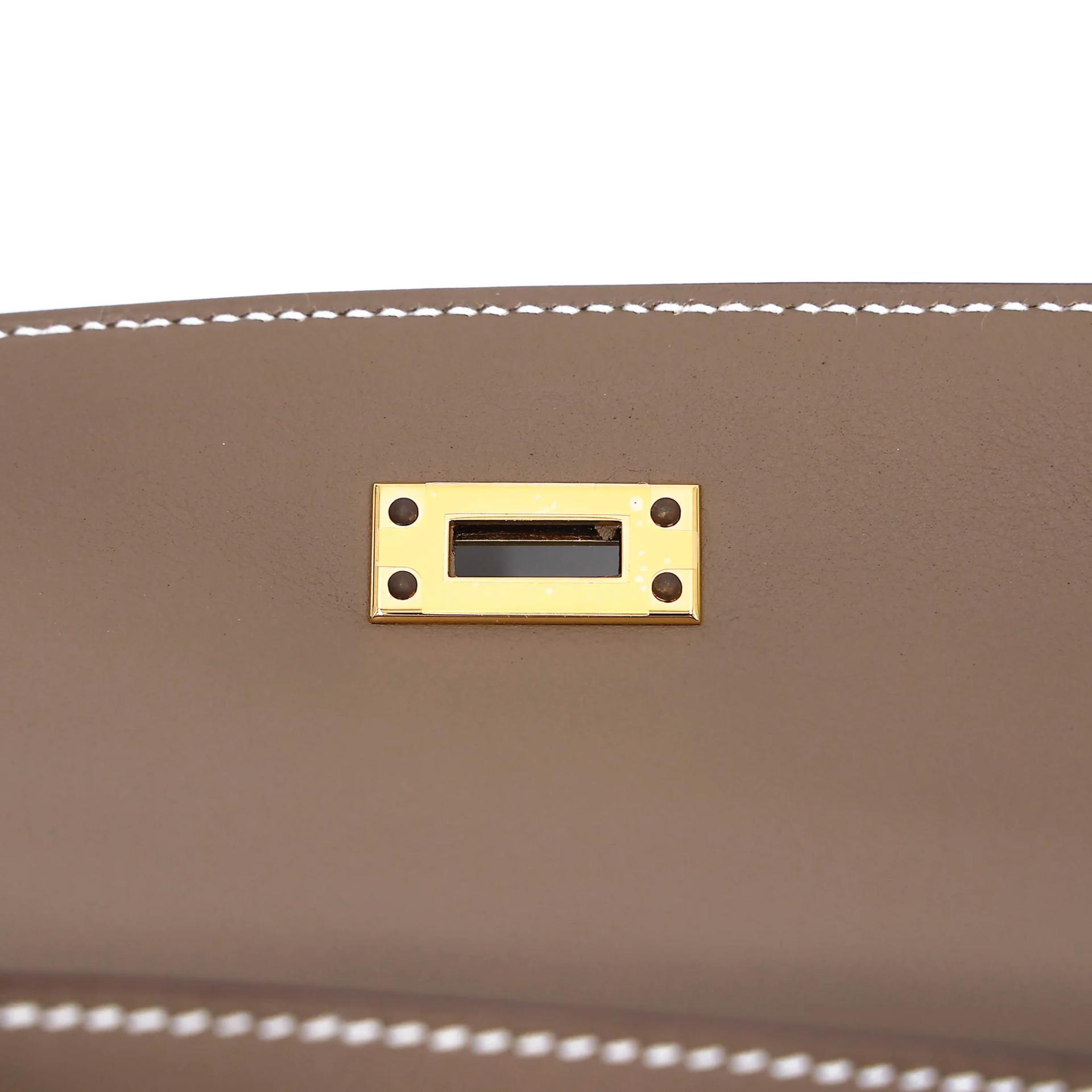 Brand New ( Rank N ) HERMÈS Kelly Pochette Etoupe (18) Swift Gold hardware K (2025) - 11