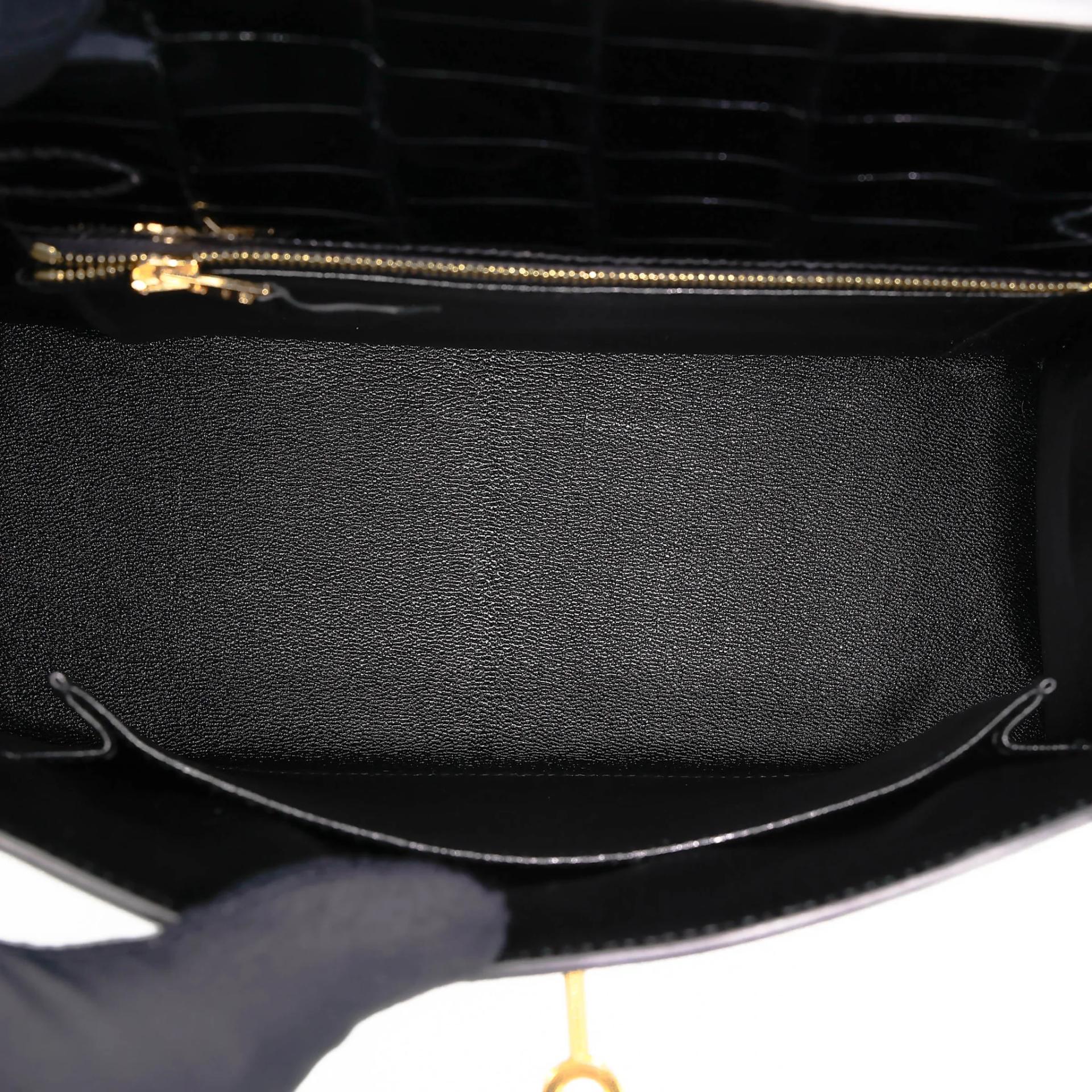 Unused ( Rank NS ) HERMÈS Kelly 25 Sellier Noir (89) Shiny Niloticus Crocodile Gold hardware Z (2021) - 20