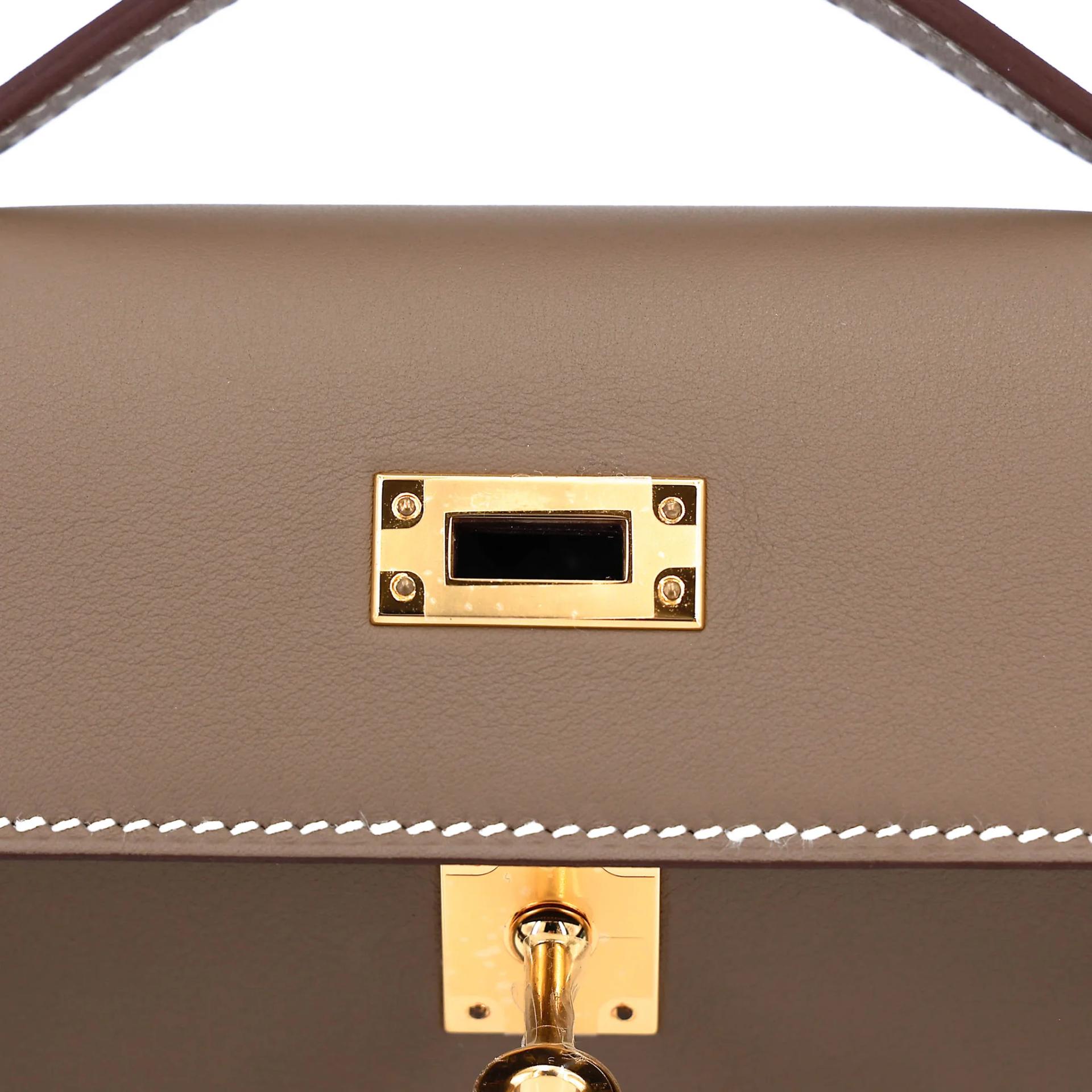 Brand New ( Rank N ) HERMÈS Kelly Pochette Etoupe (18) Swift Gold hardware K (2025) - 10