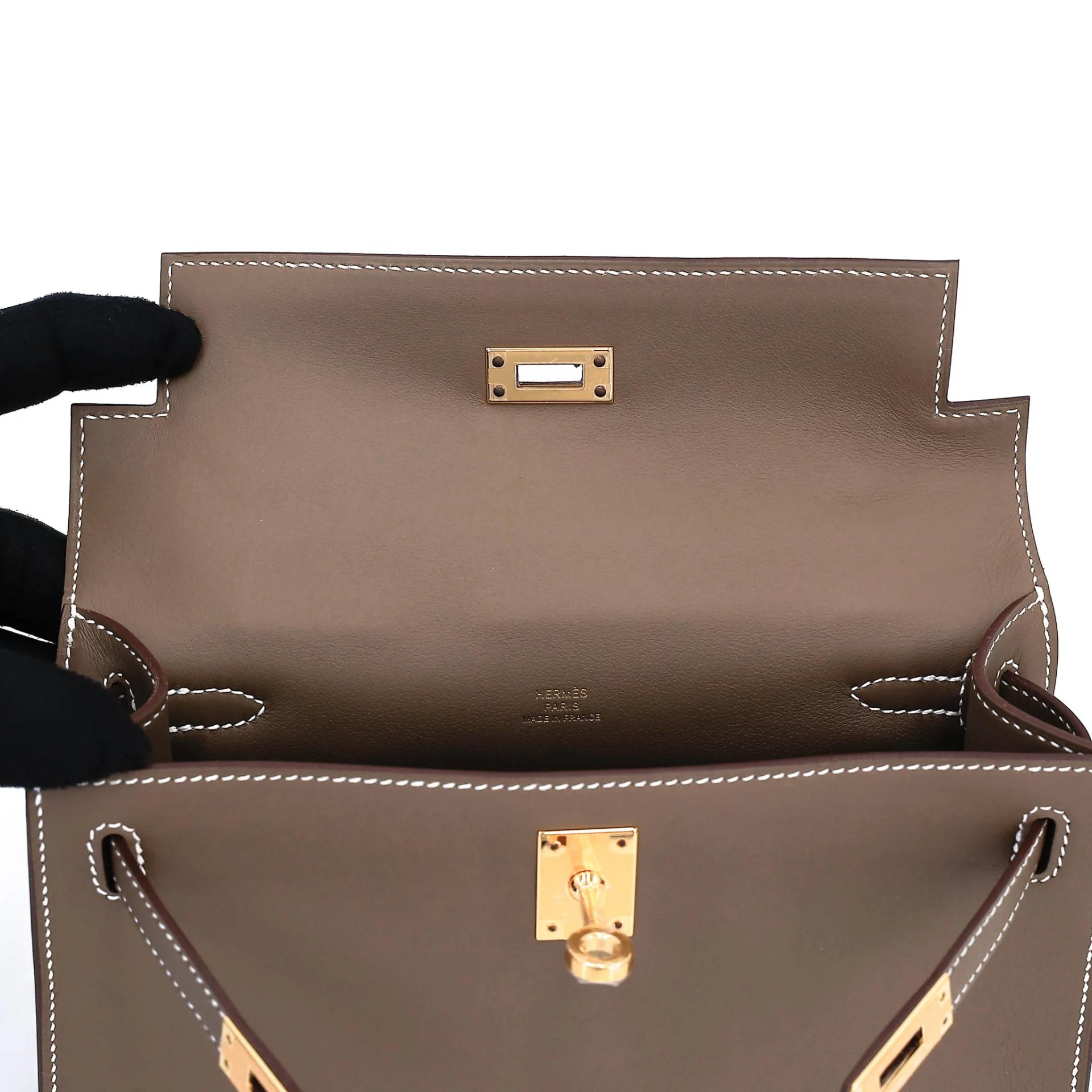 Brand New ( Rank N ) HERMÈS Kelly Pochette Etoupe (18) Swift Gold hardware K (2025) - 12