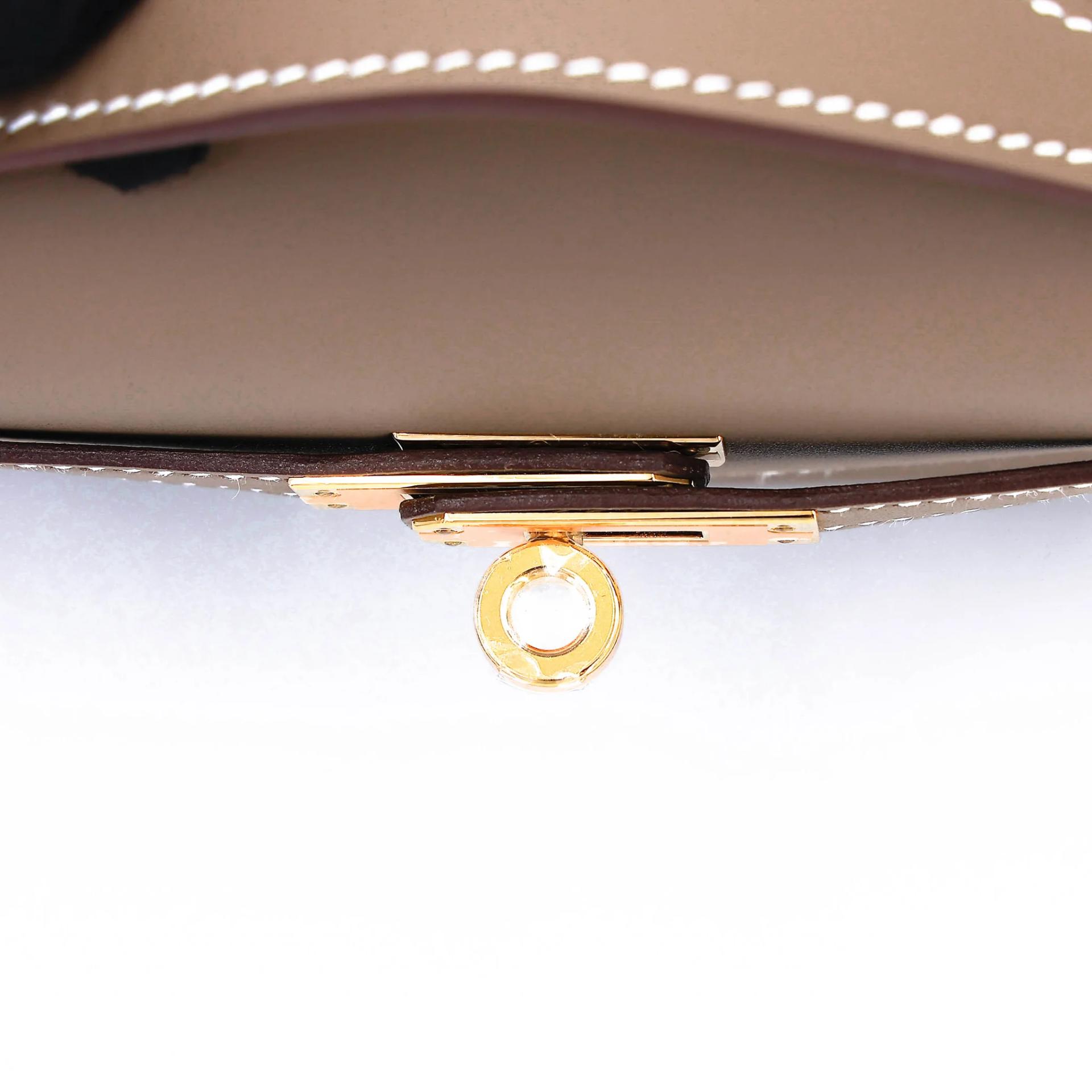 Brand New ( Rank N ) HERMÈS Kelly Pochette Etoupe (18) Swift Gold hardware K (2025) - 9