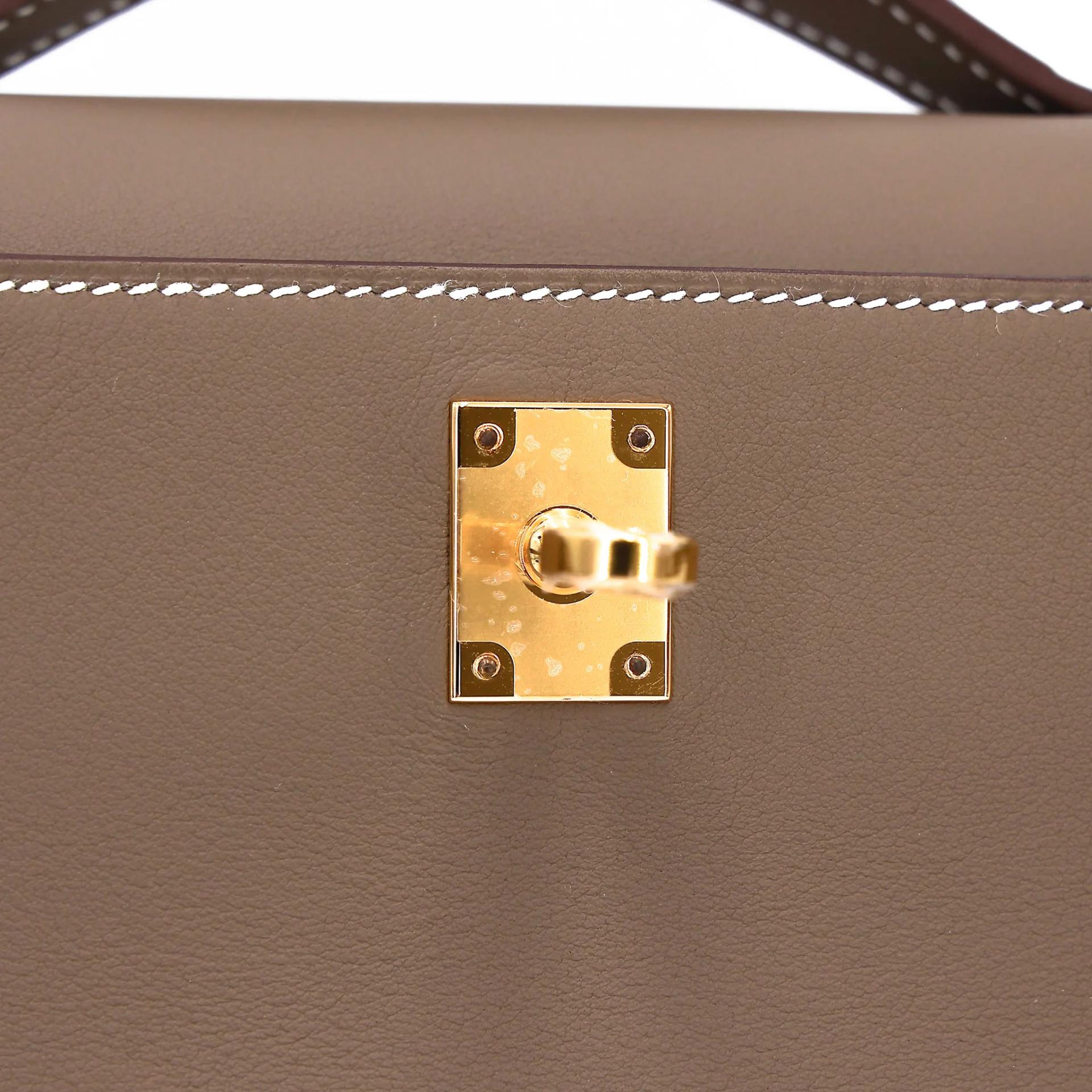 Brand New ( Rank N ) HERMÈS Kelly Pochette Etoupe (18) Swift Gold hardware K (2025) - 13