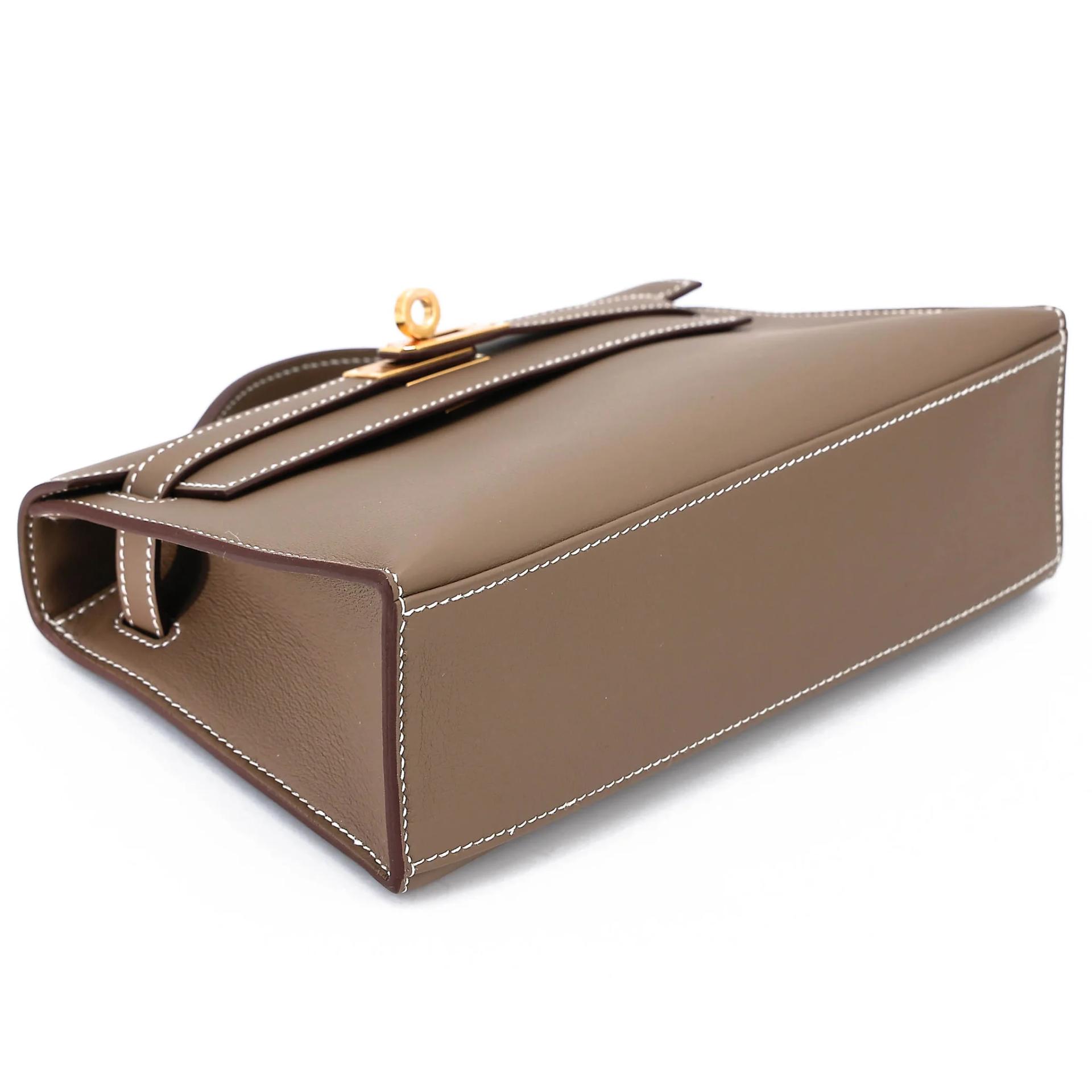 Brand New ( Rank N ) HERMÈS Kelly Pochette Etoupe (18) Swift Gold hardware K (2025) - 5