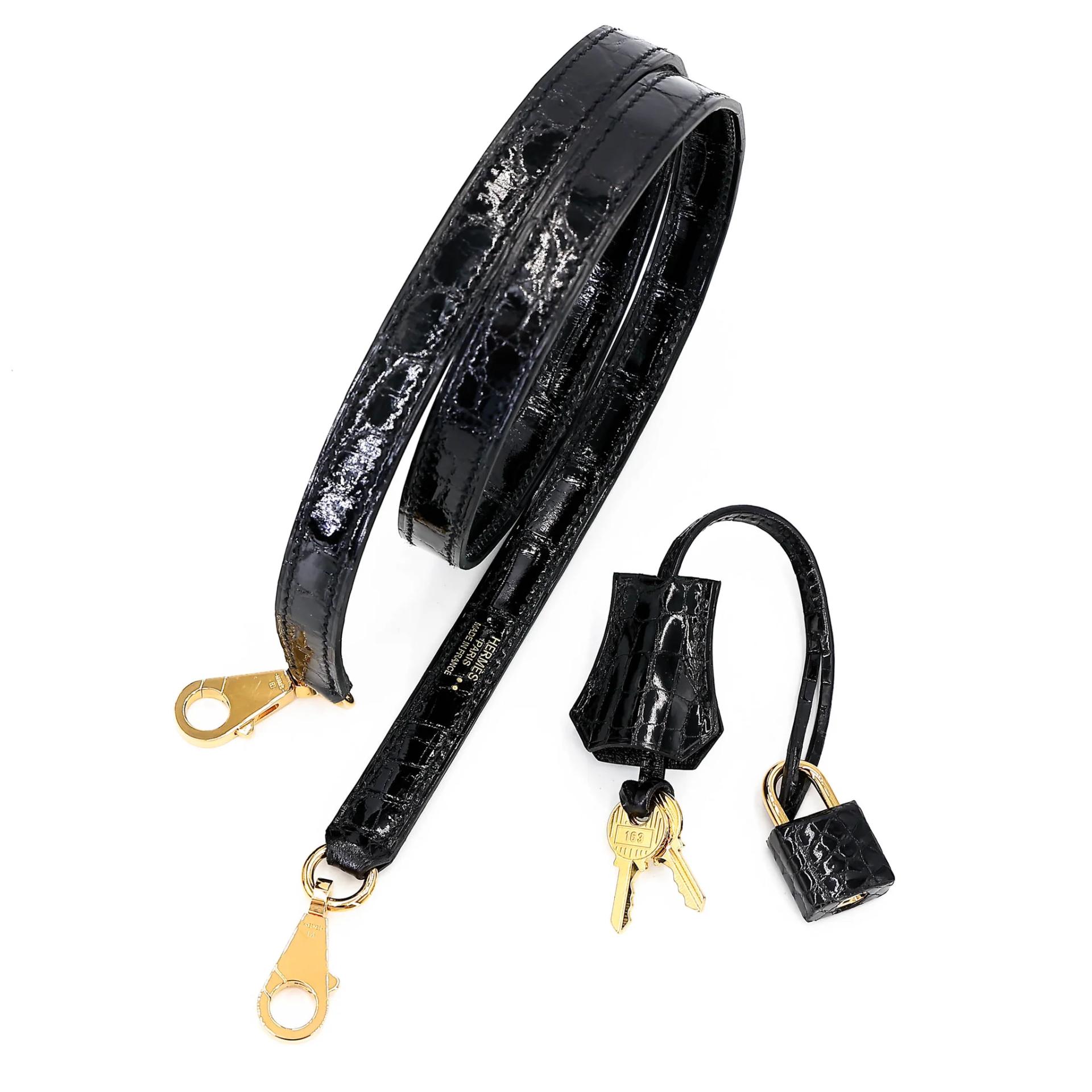 Unused ( Rank NS ) HERMÈS Kelly 25 Sellier Noir (89) Shiny Niloticus Crocodile Gold hardware Z (2021) - 21