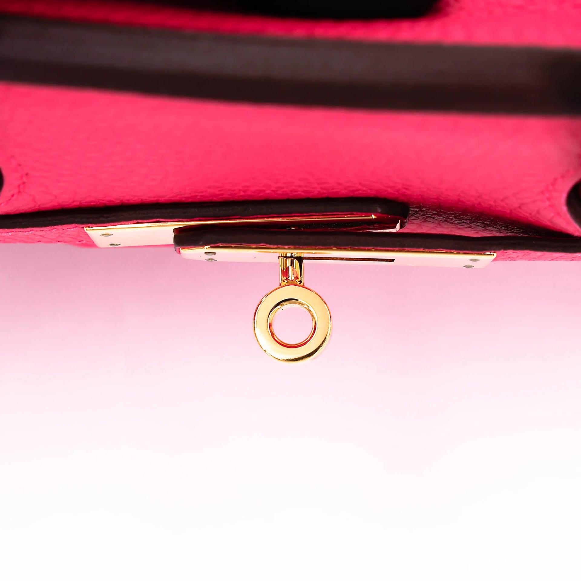 Very Good ( Rank A) HERMÈS Birkin 30 Rose Extreme (I6) Clemence Gold hardware D (2019) - 16