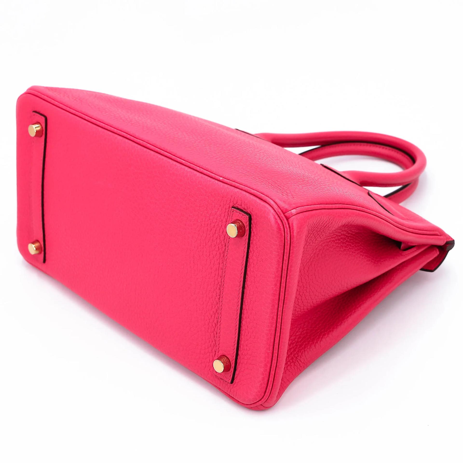 Very Good ( Rank A) HERMÈS Birkin 30 Rose Extreme (I6) Clemence Gold hardware D (2019) - 6