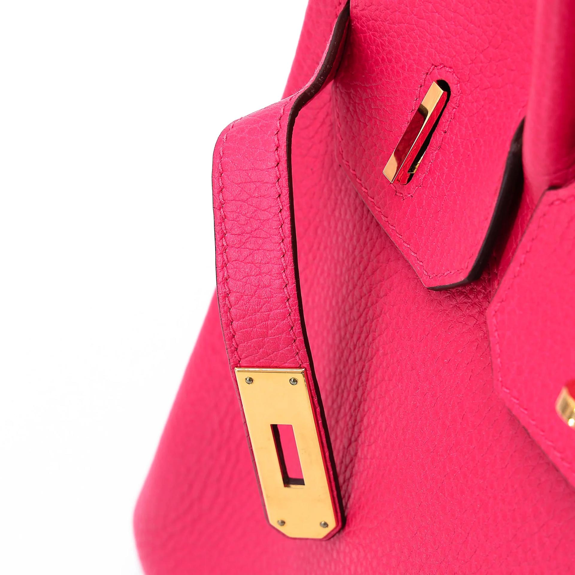 Very Good ( Rank A) HERMÈS Birkin 30 Rose Extreme (I6) Clemence Gold hardware D (2019) - 14