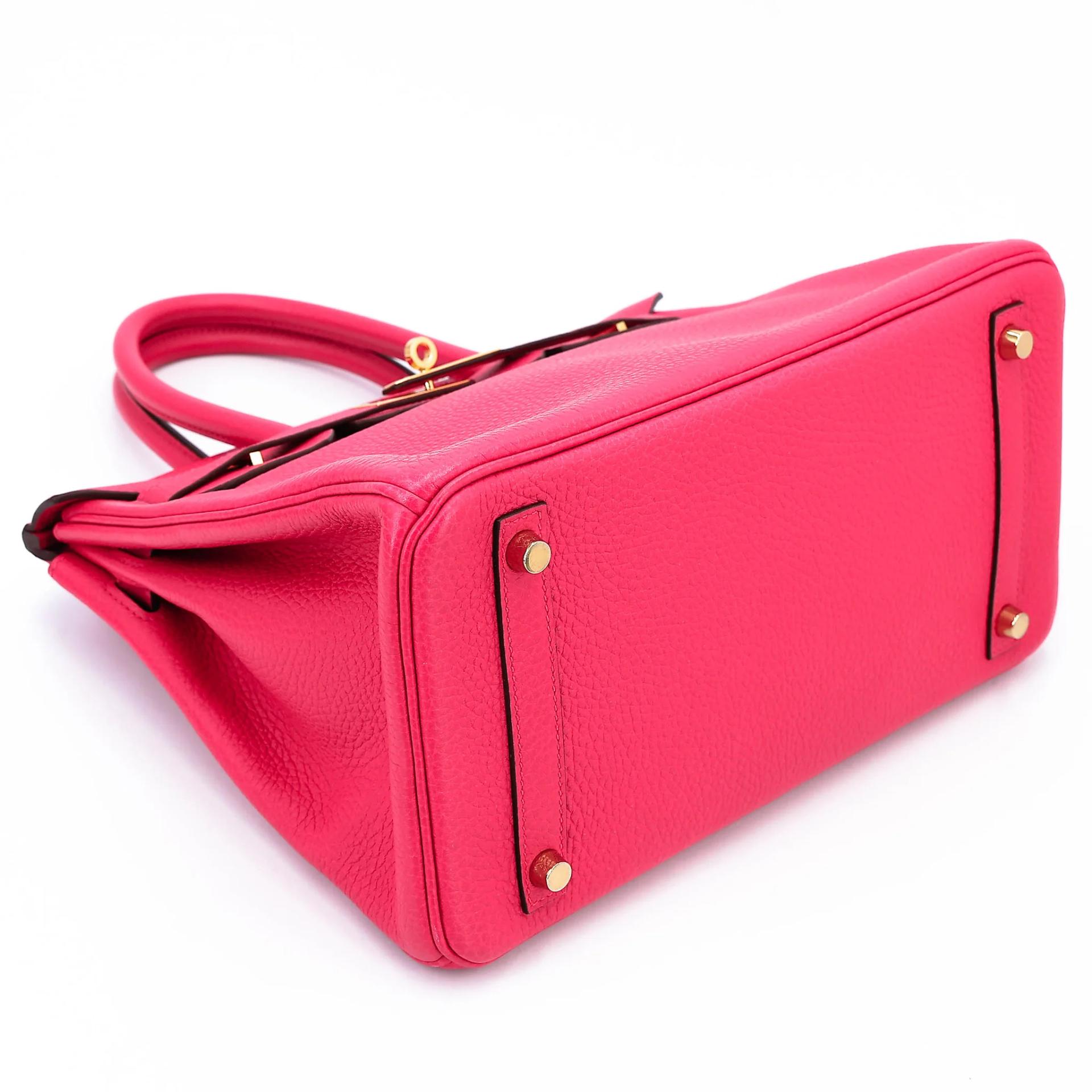 Very Good ( Rank A) HERMÈS Birkin 30 Rose Extreme (I6) Clemence Gold hardware D (2019) - 5