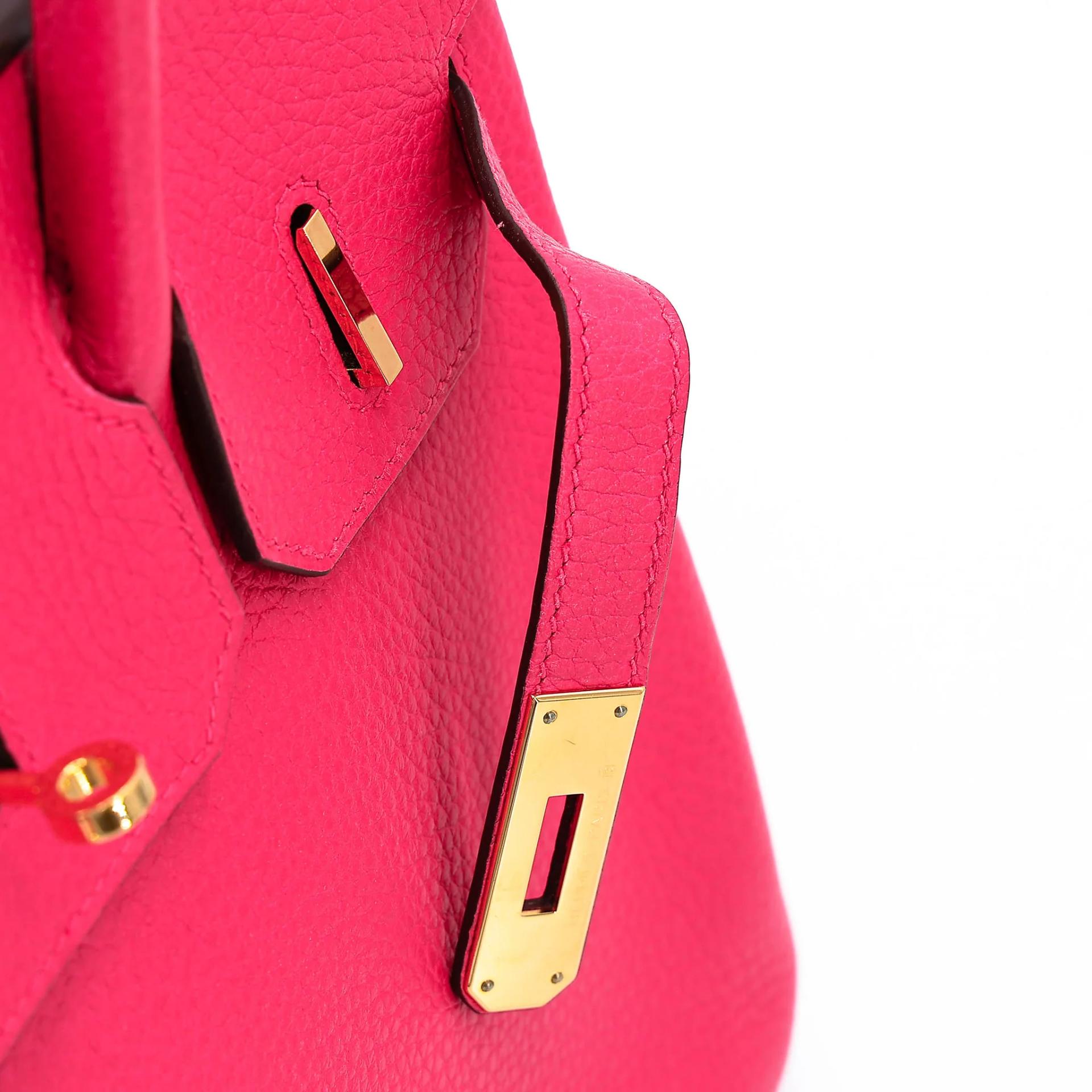 Very Good ( Rank A) HERMÈS Birkin 30 Rose Extreme (I6) Clemence Gold hardware D (2019) - 13