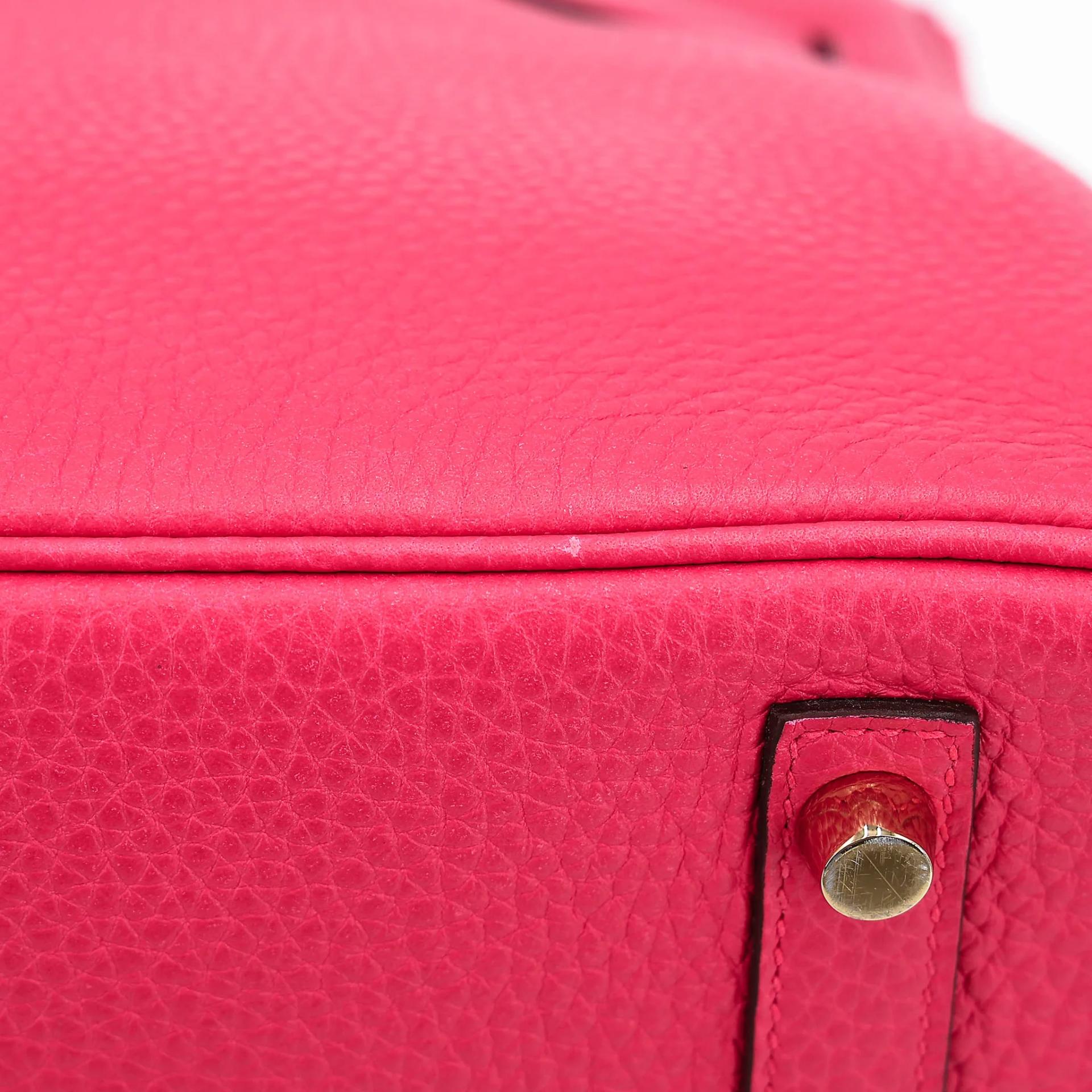 Very Good ( Rank A) HERMÈS Birkin 30 Rose Extreme (I6) Clemence Gold hardware D (2019) - 12
