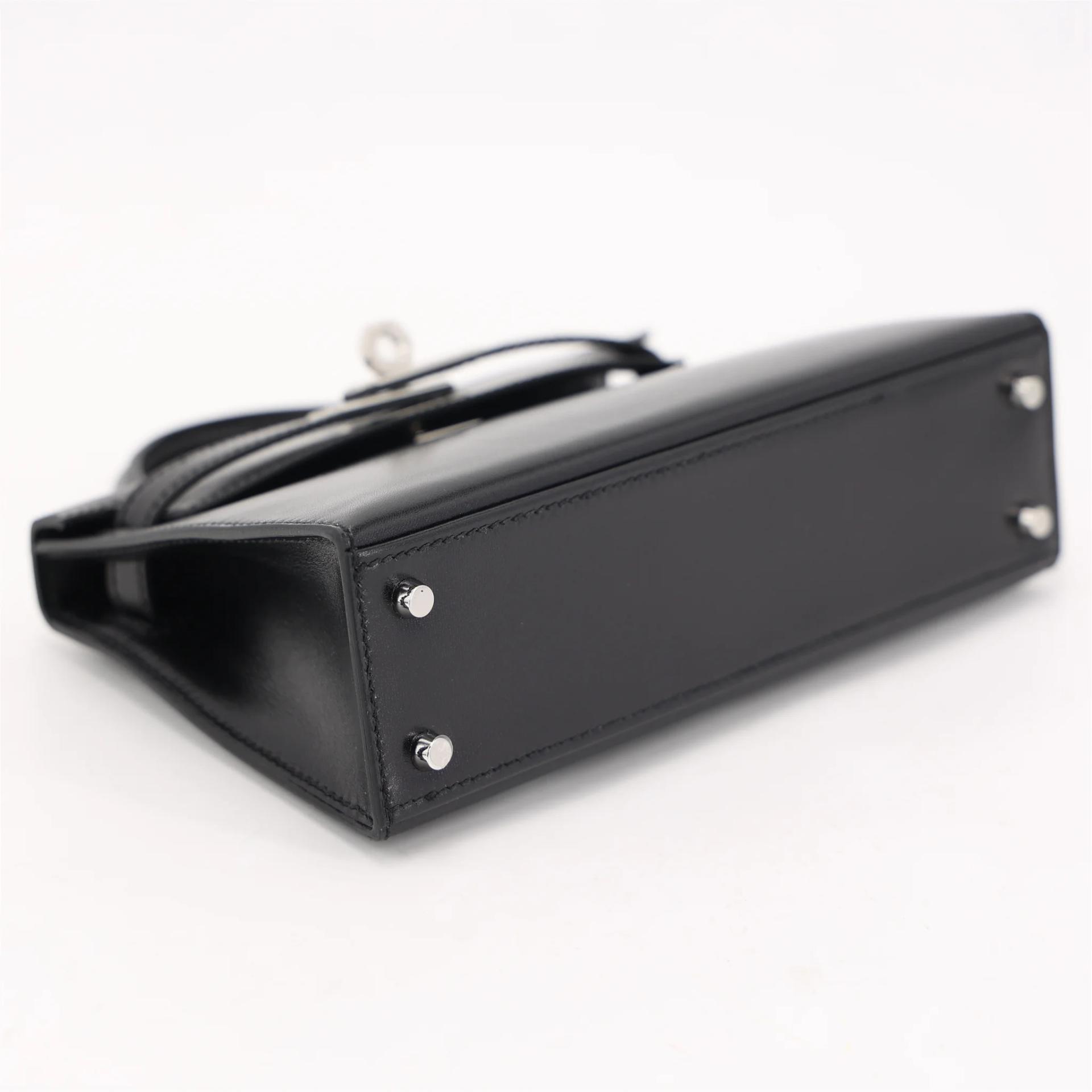 Brand New ( Rank N ) HERMÈS Mini Kelly II Noir (89) Box-calf Palladium hardware G (2026) - 4