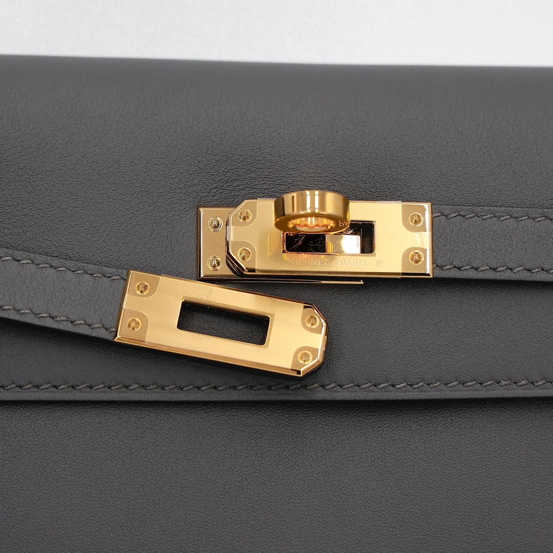 Excellent ( Rank SA ) HERMÈS Kelly Danse Graphite (88) Swift Gold hardware U (2022) - 7