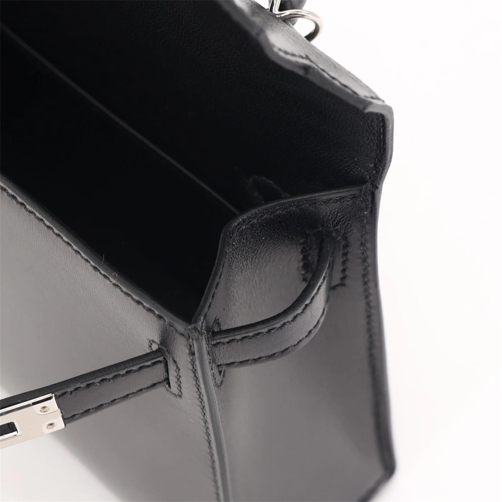 Brand New ( Rank N ) HERMÈS Mini Kelly II Noir (89) Box-calf Palladium hardware G (2026) - 13