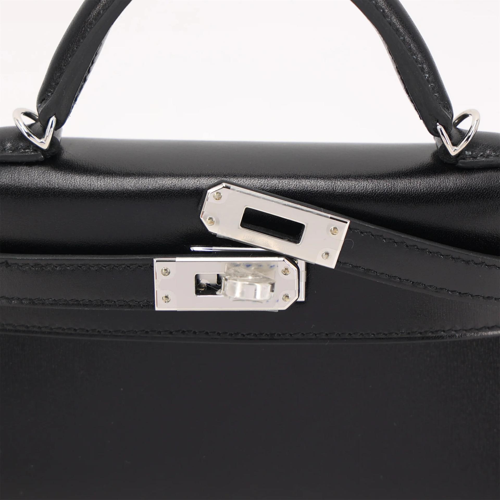 Brand New ( Rank N ) HERMÈS Mini Kelly II Noir (89) Box-calf Palladium hardware G (2026) - 8