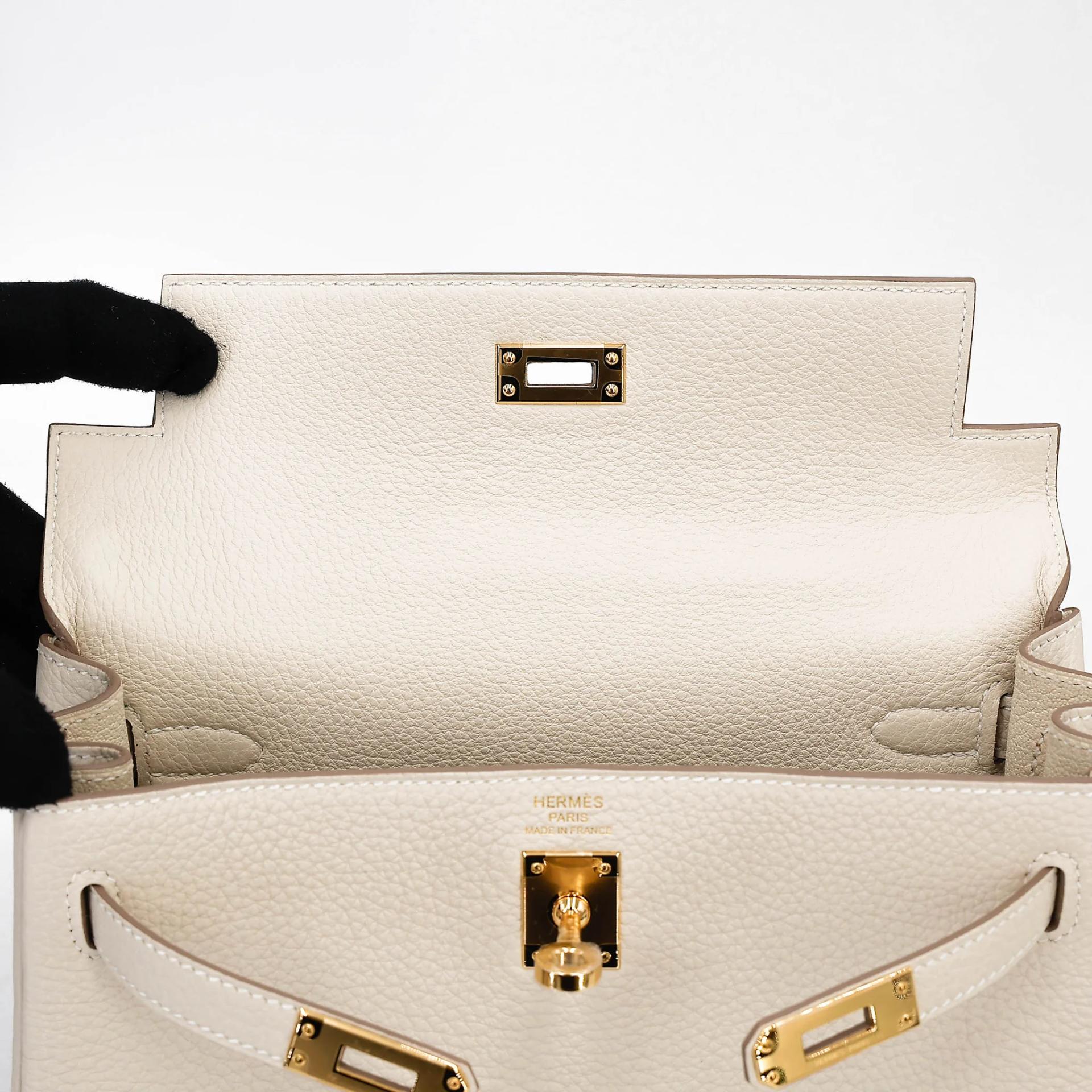 Unused ( Rank NS ) HERMÈS Kelly 25 Craie (10) Togo Gold hardware W (2024) - 12