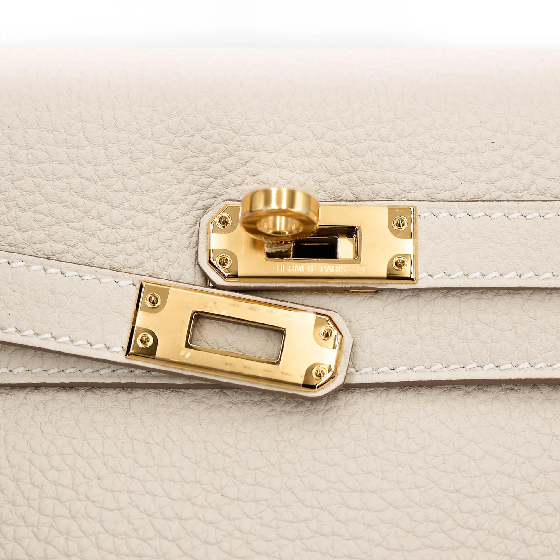 Unused ( Rank NS ) HERMÈS Kelly 25 Craie (10) Togo Gold hardware W (2024) - 8