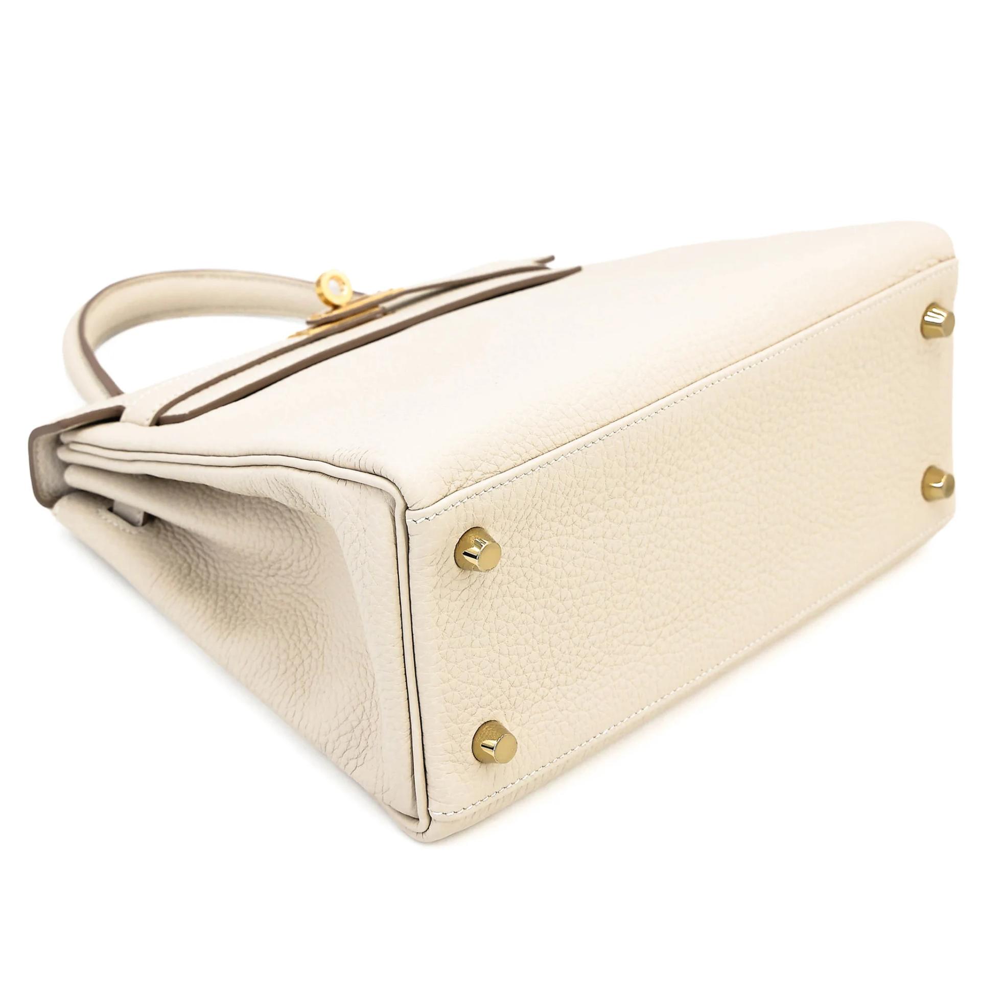 Unused ( Rank NS ) HERMÈS Kelly 25 Craie (10) Togo Gold hardware W (2024) - 5