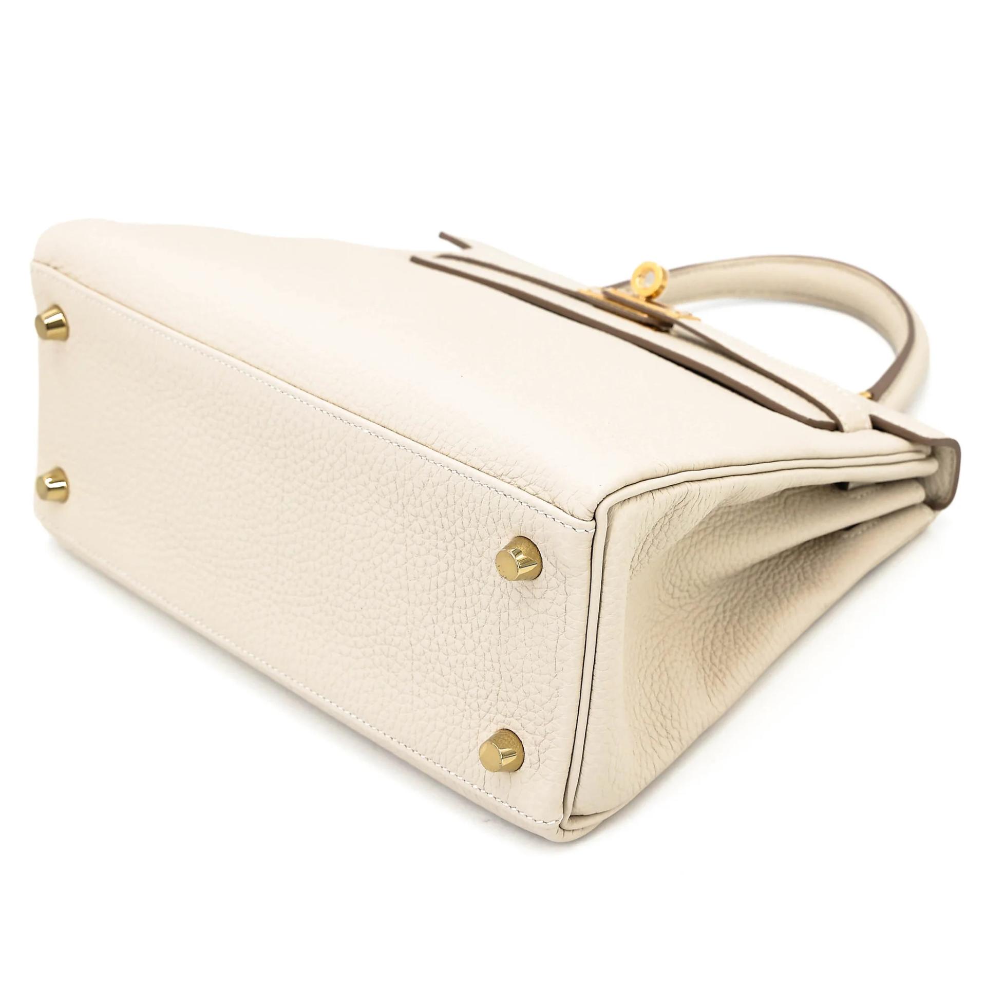 Unused ( Rank NS ) HERMÈS Kelly 25 Craie (10) Togo Gold hardware W (2024) - 4