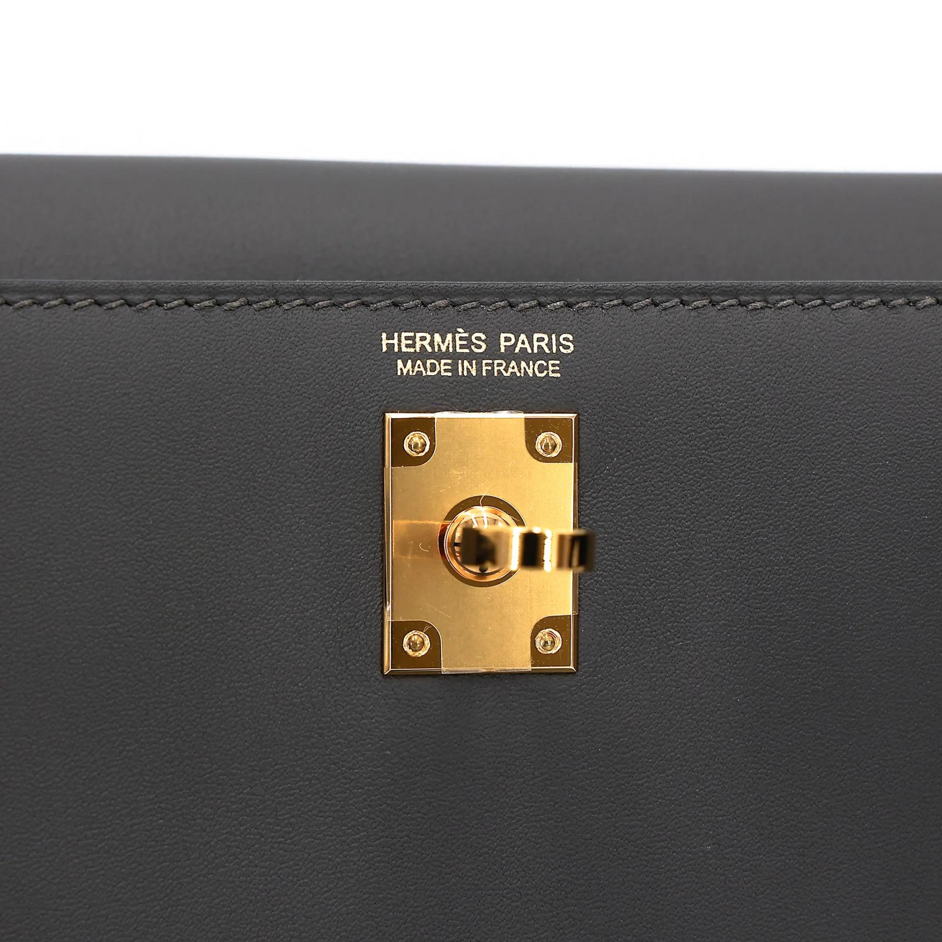 Excellent ( Rank SA ) HERMÈS Kelly Danse Graphite (88) Swift Gold hardware U (2022) - 12