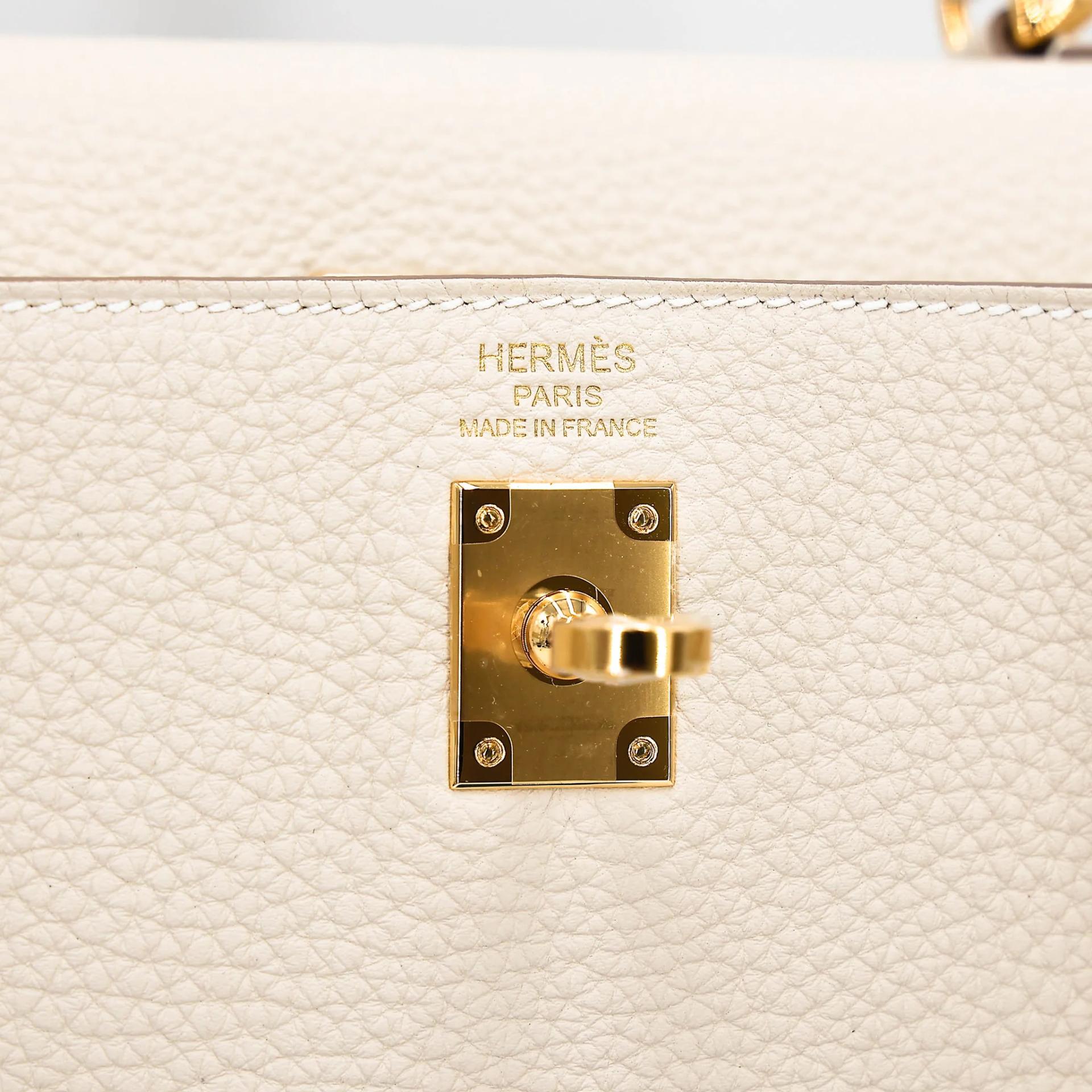 Unused ( Rank NS ) HERMÈS Kelly 25 Craie (10) Togo Gold hardware W (2024) - 13