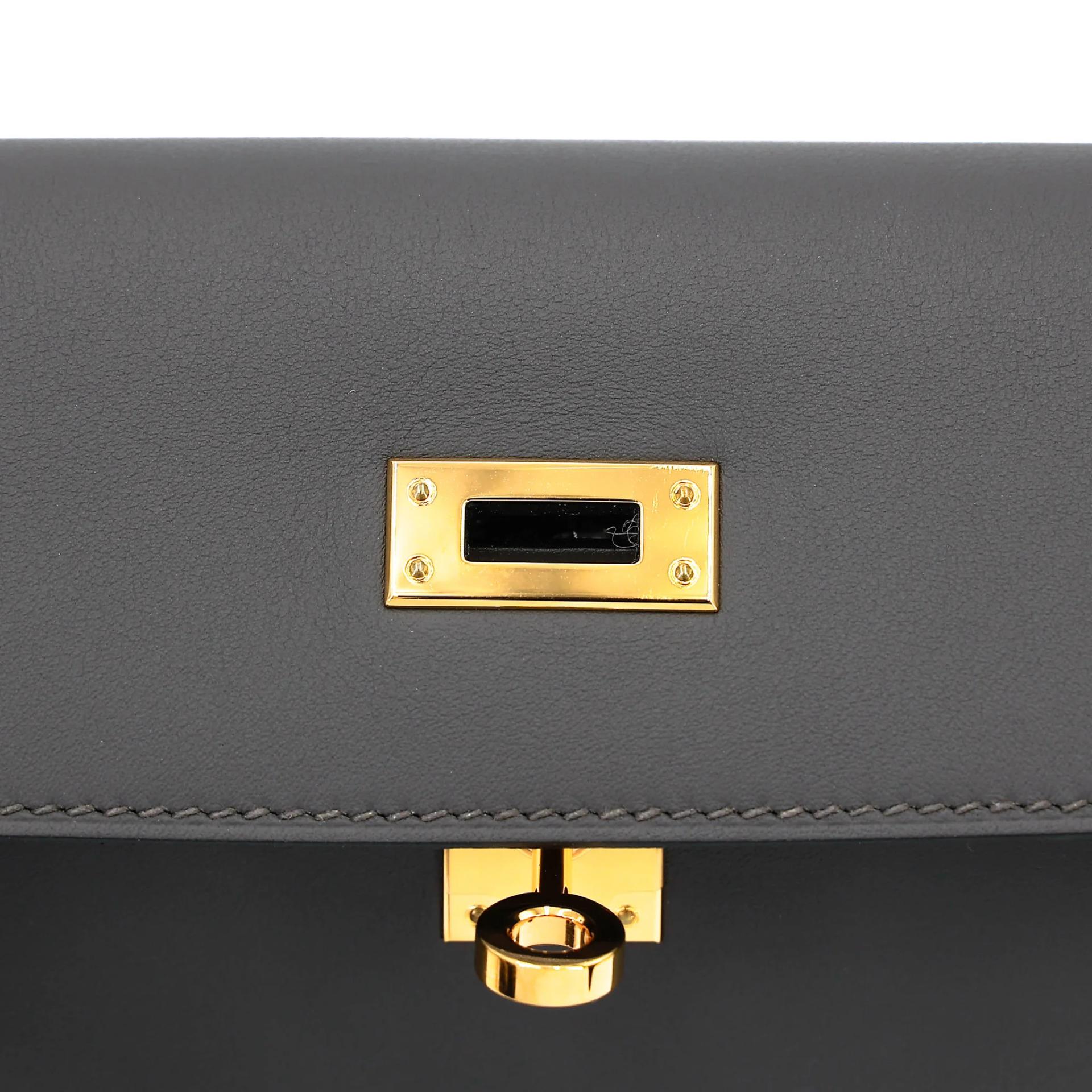 Excellent ( Rank SA ) HERMÈS Kelly Danse Graphite (88) Swift Gold hardware U (2022) - 9