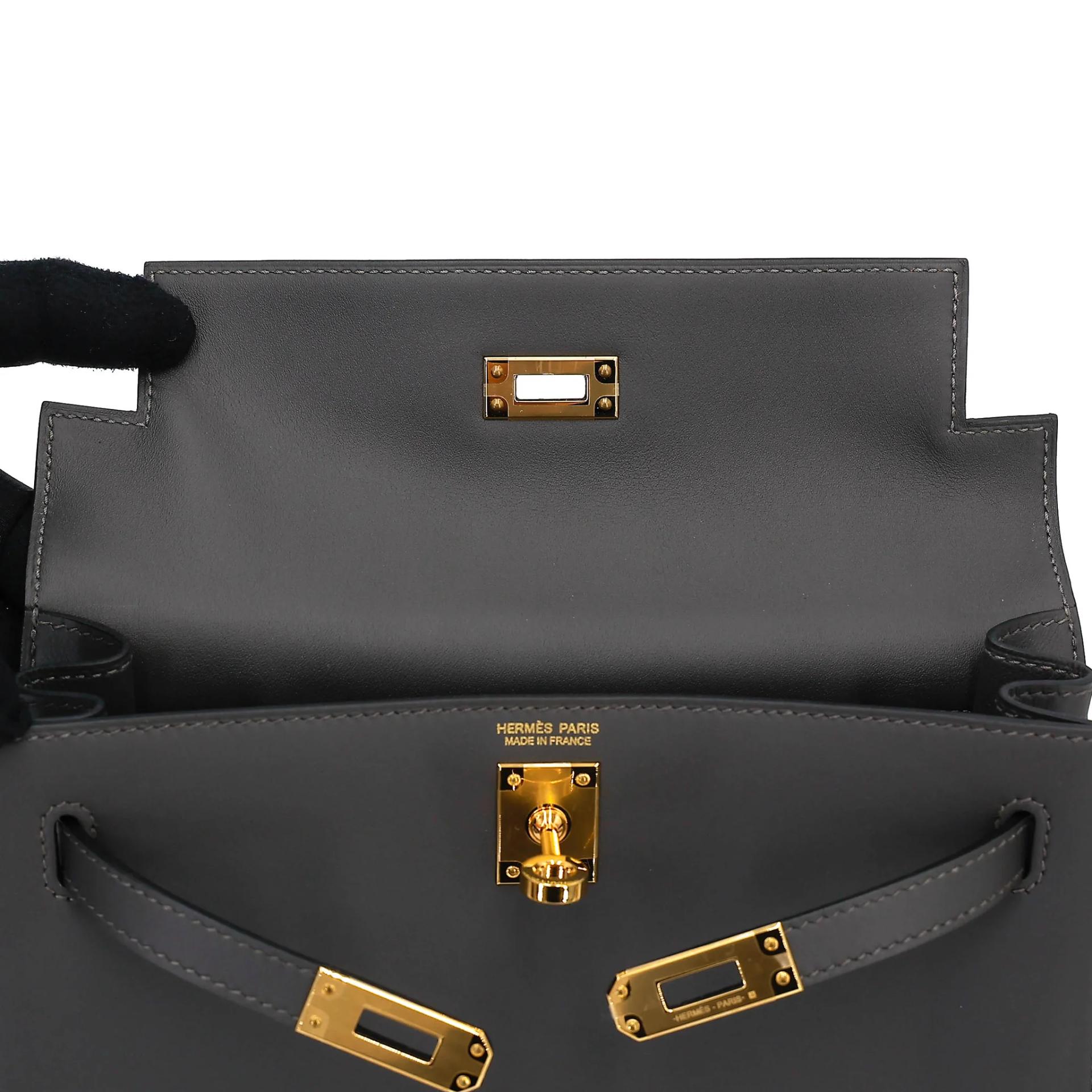 Excellent ( Rank SA ) HERMÈS Kelly Danse Graphite (88) Swift Gold hardware U (2022) - 11