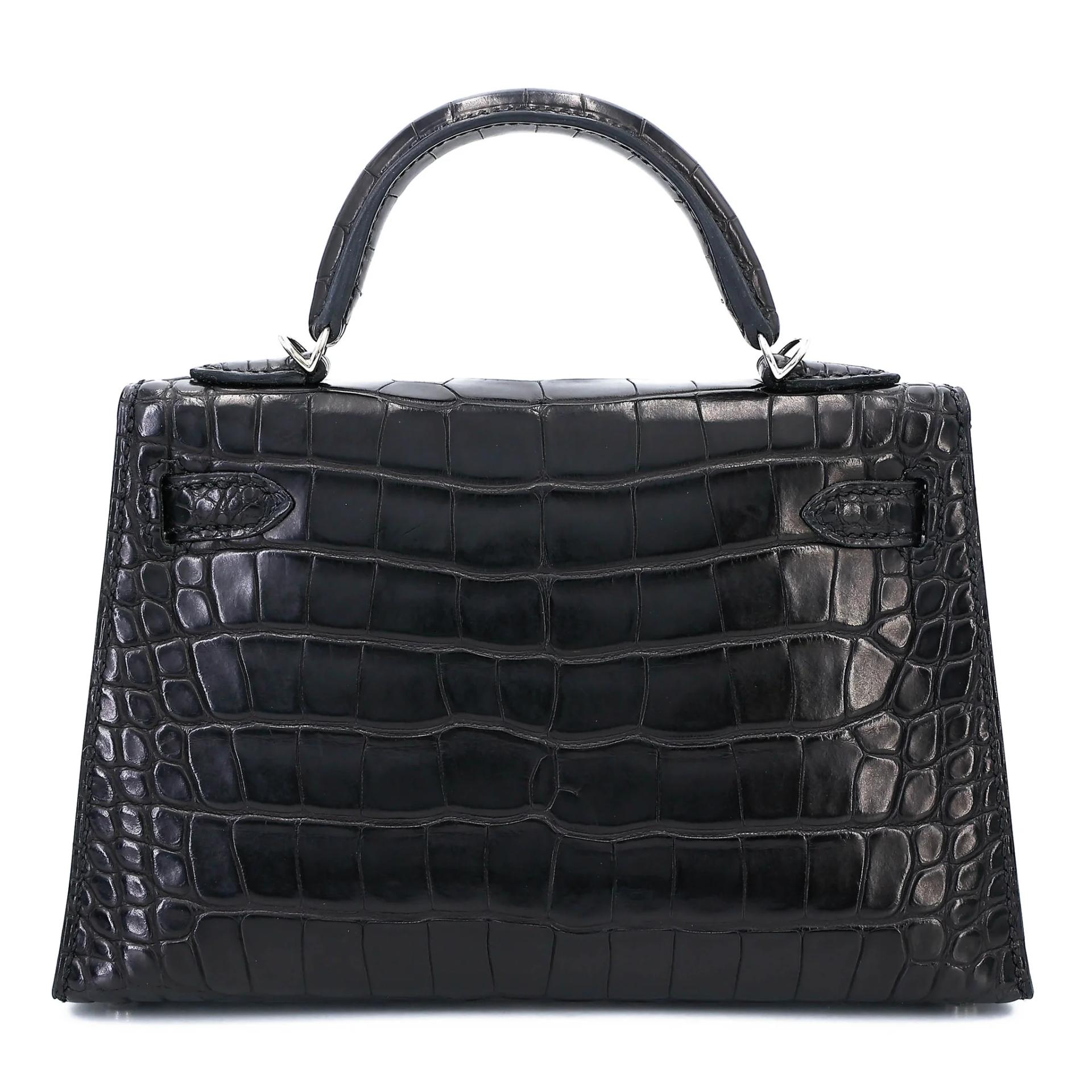 Very Good ( Rank A) HERMÈS Mini Kelly II Noir (89) Matte Alligator Palladium hardware C (2018) - 2