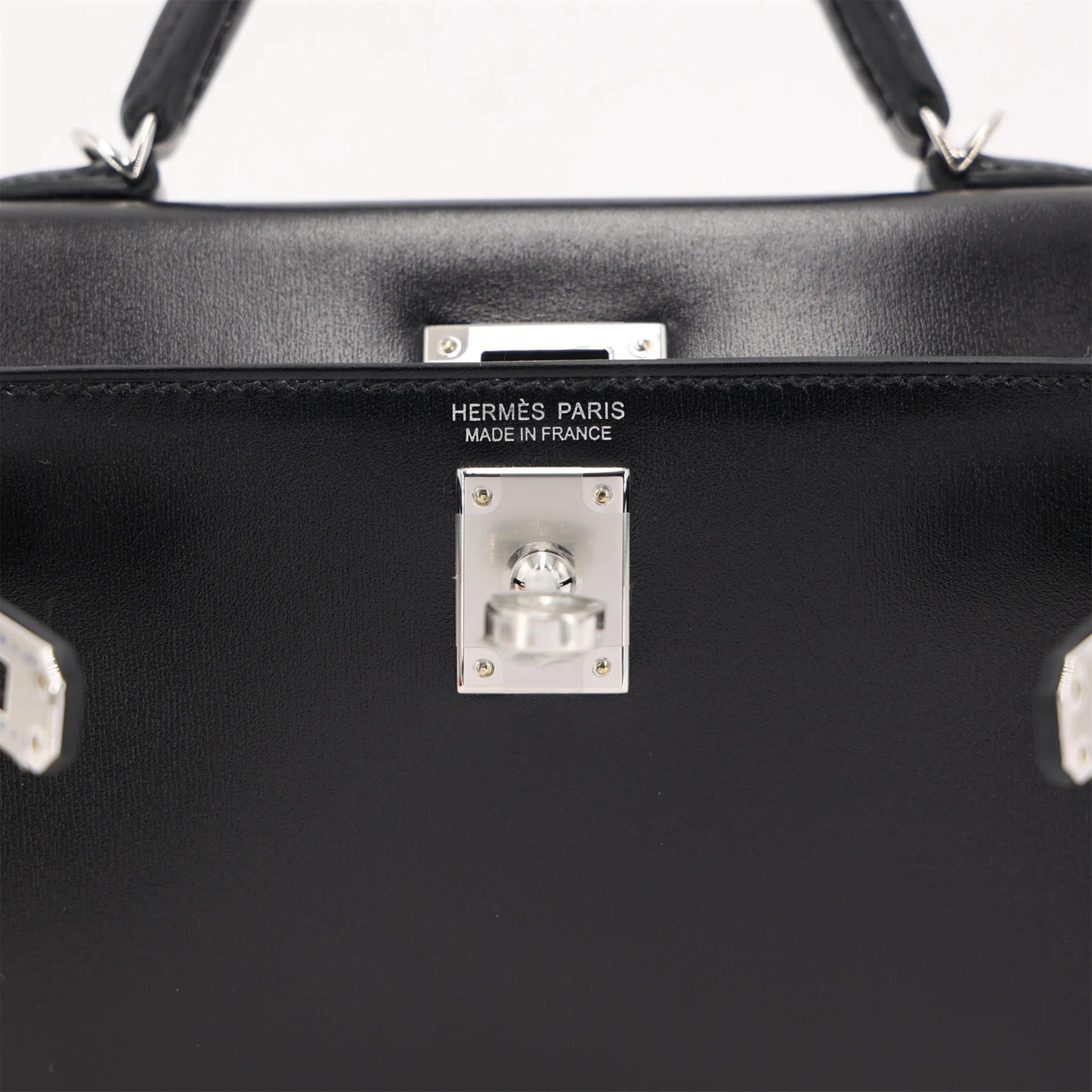 Brand New ( Rank N ) HERMÈS Mini Kelly II Noir (89) Box-calf Palladium hardware G (2026) - 10
