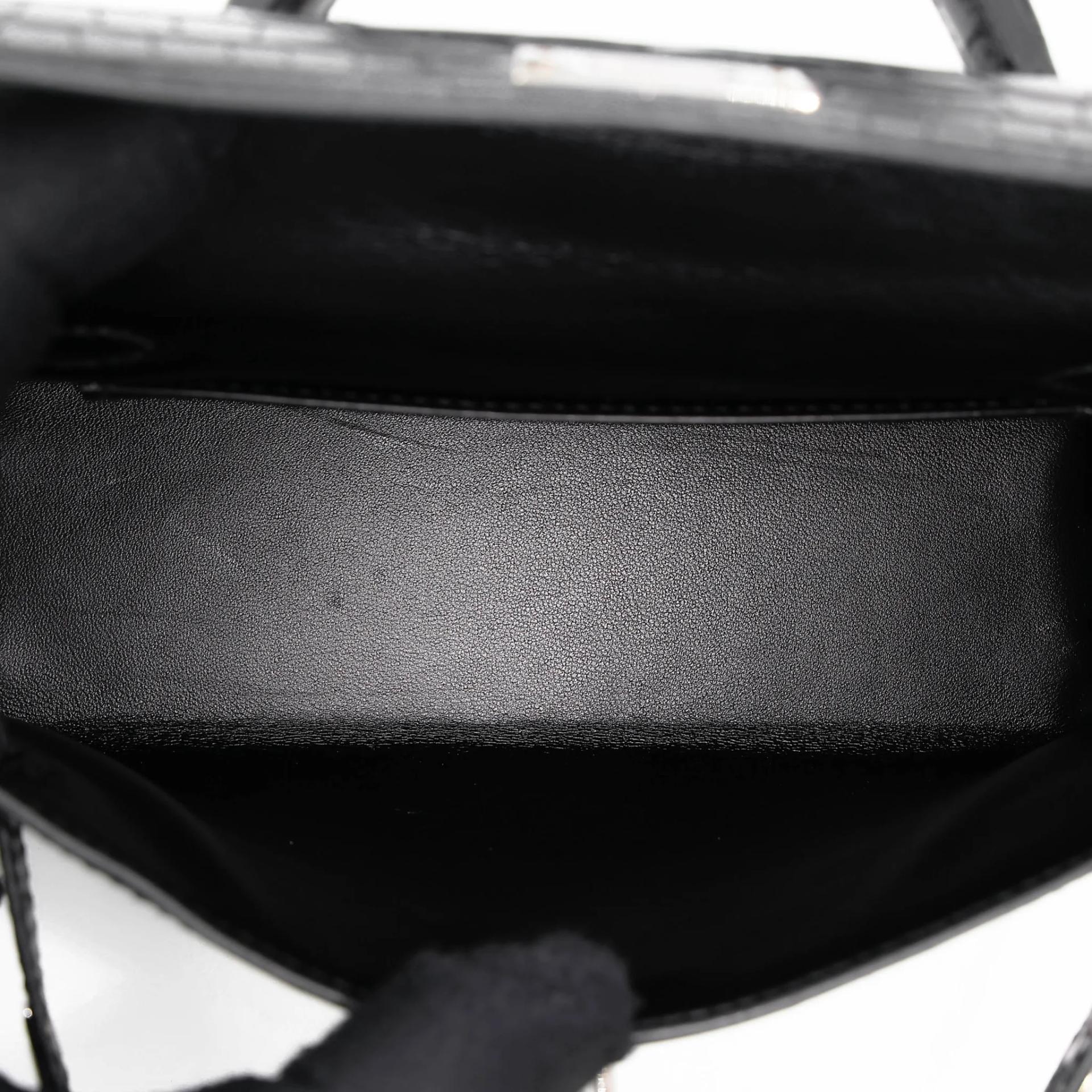 Very Good ( Rank A) HERMÈS Mini Kelly II Noir (89) Matte Alligator Palladium hardware C (2018) - 24