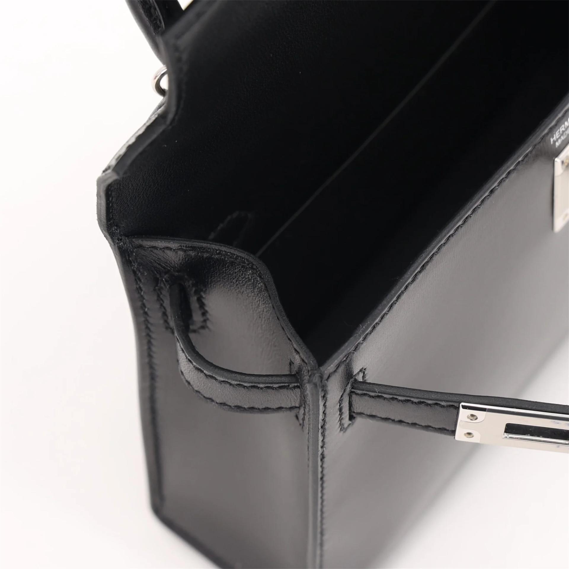 Brand New ( Rank N ) HERMÈS Mini Kelly II Noir (89) Box-calf Palladium hardware G (2026) - 12