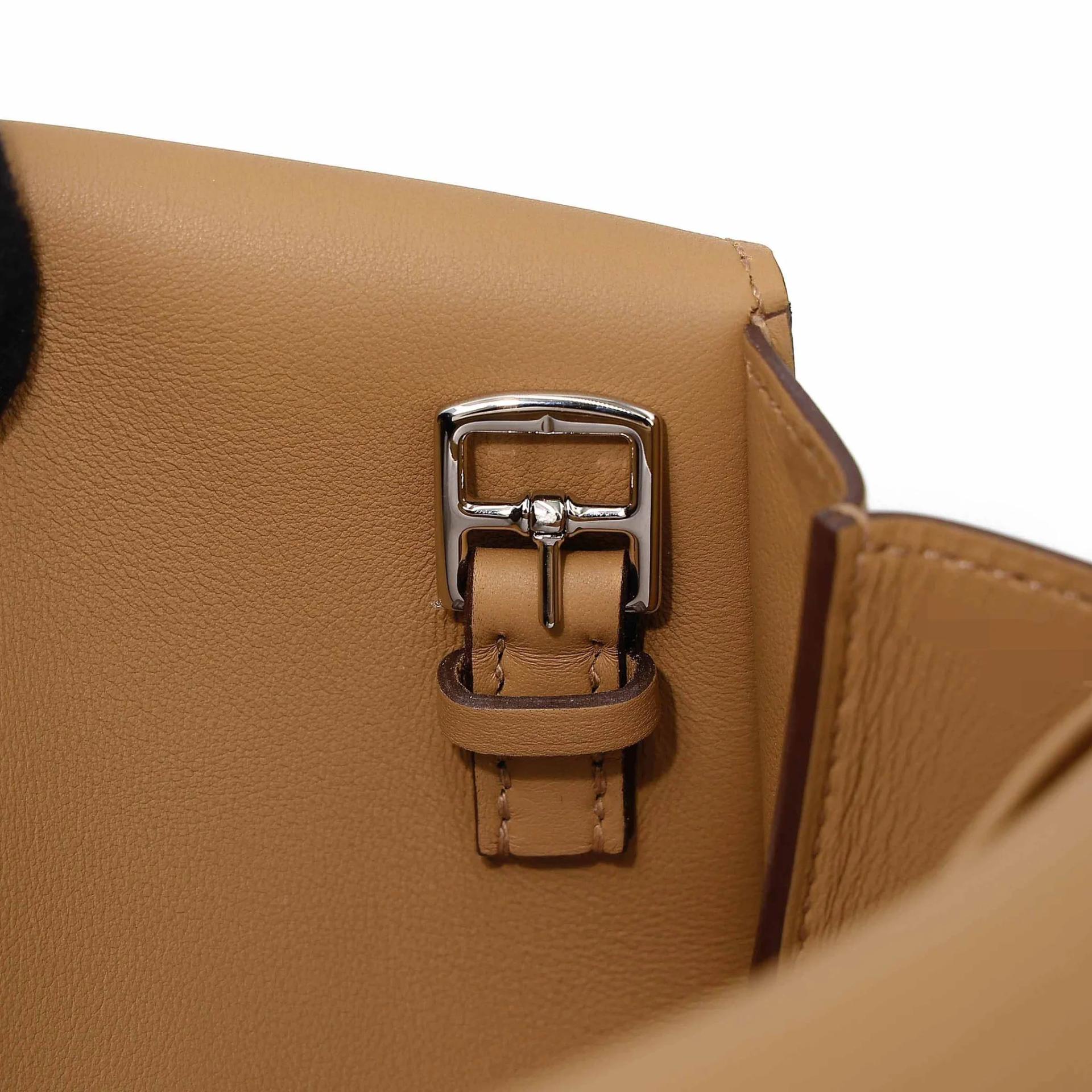 Excellent ( Rank SA ) HERMÈS Halzan Mini Biscuit (4B) Swift Palladium hardware G (2026) - 15