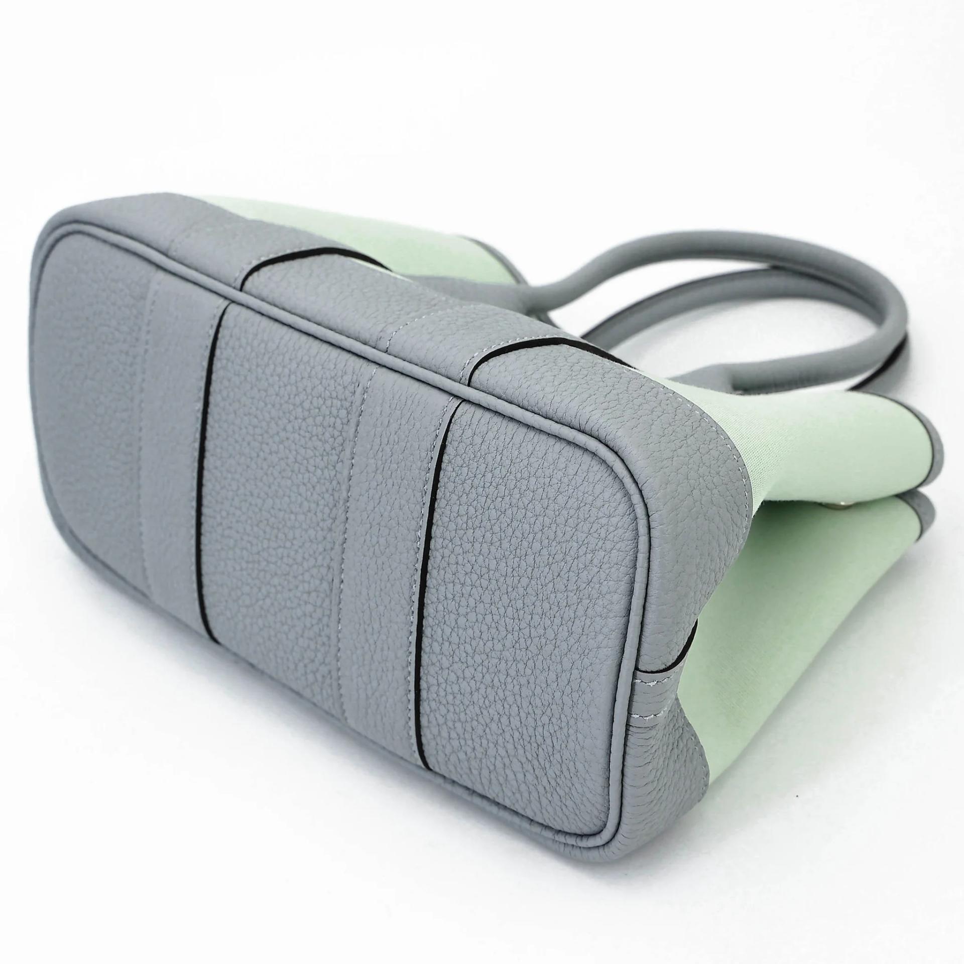 Brand New ( Rank N ) HERMÈS Neo Garden Party 23 Vert Peppermint (N3) Gris Pantin (P0) Toile Officier canvas Negonda Palladium hardware G (2026) - 6