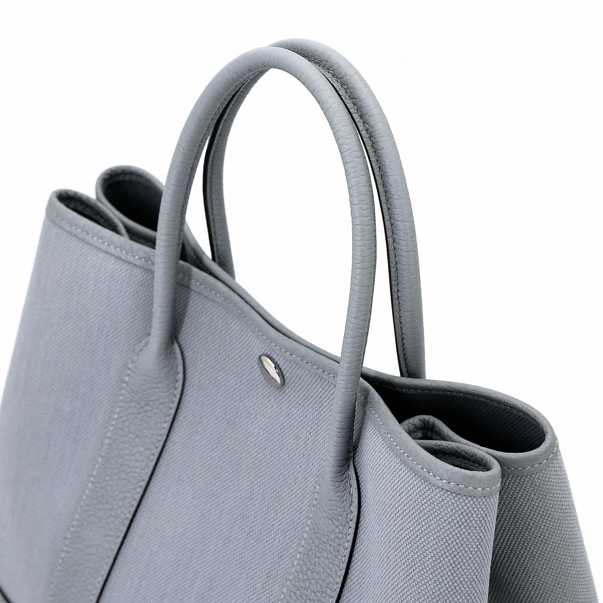 Brand New ( Rank N ) HERMÈS Garden Party TPM Gris Pantin (P0) Toile H canvas Negonda Palladium hardware G (2026) - 3