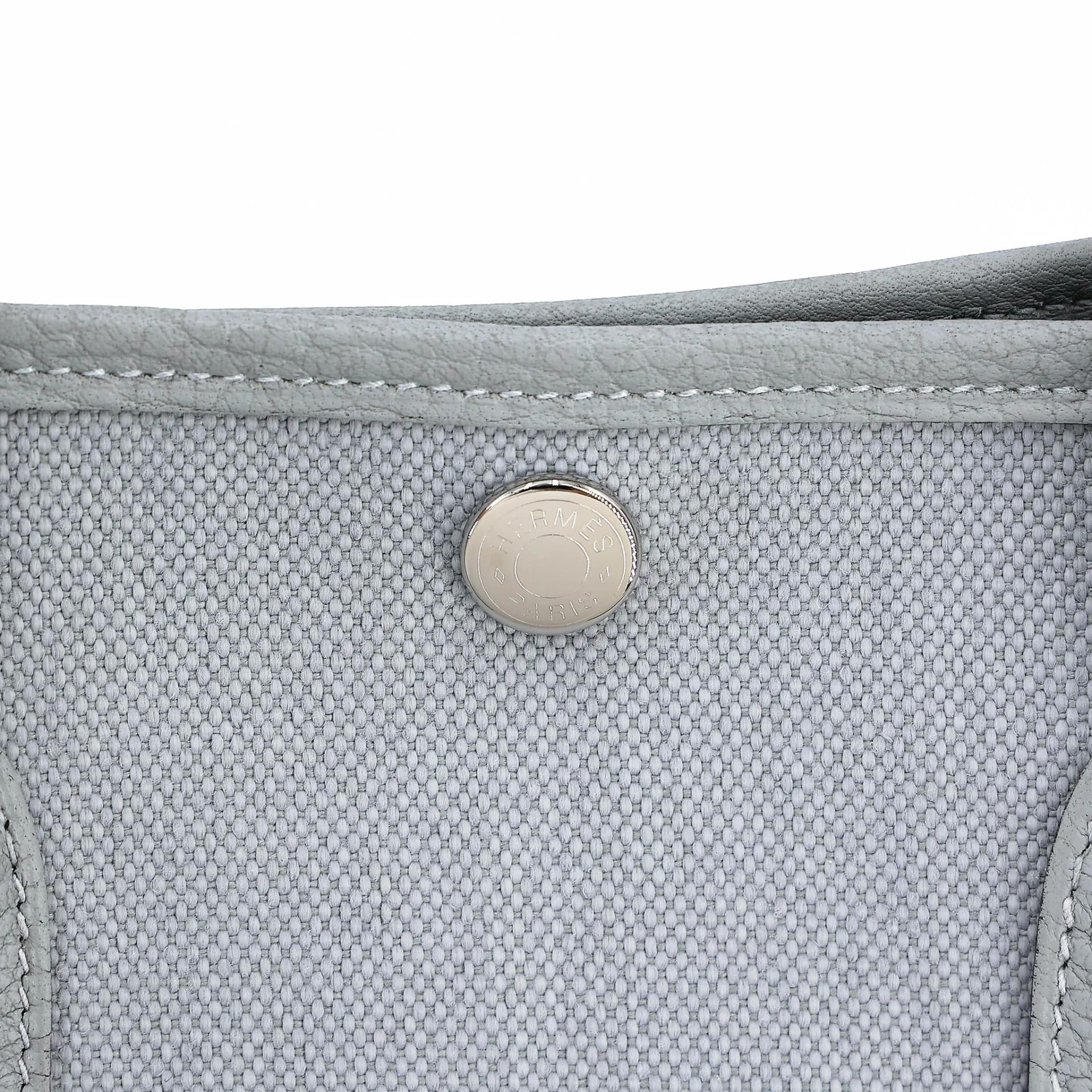 Brand New ( Rank N ) HERMÈS Garden Party TPM Gris Pantin (P0) Toile H canvas Negonda Palladium hardware G (2026) - 9