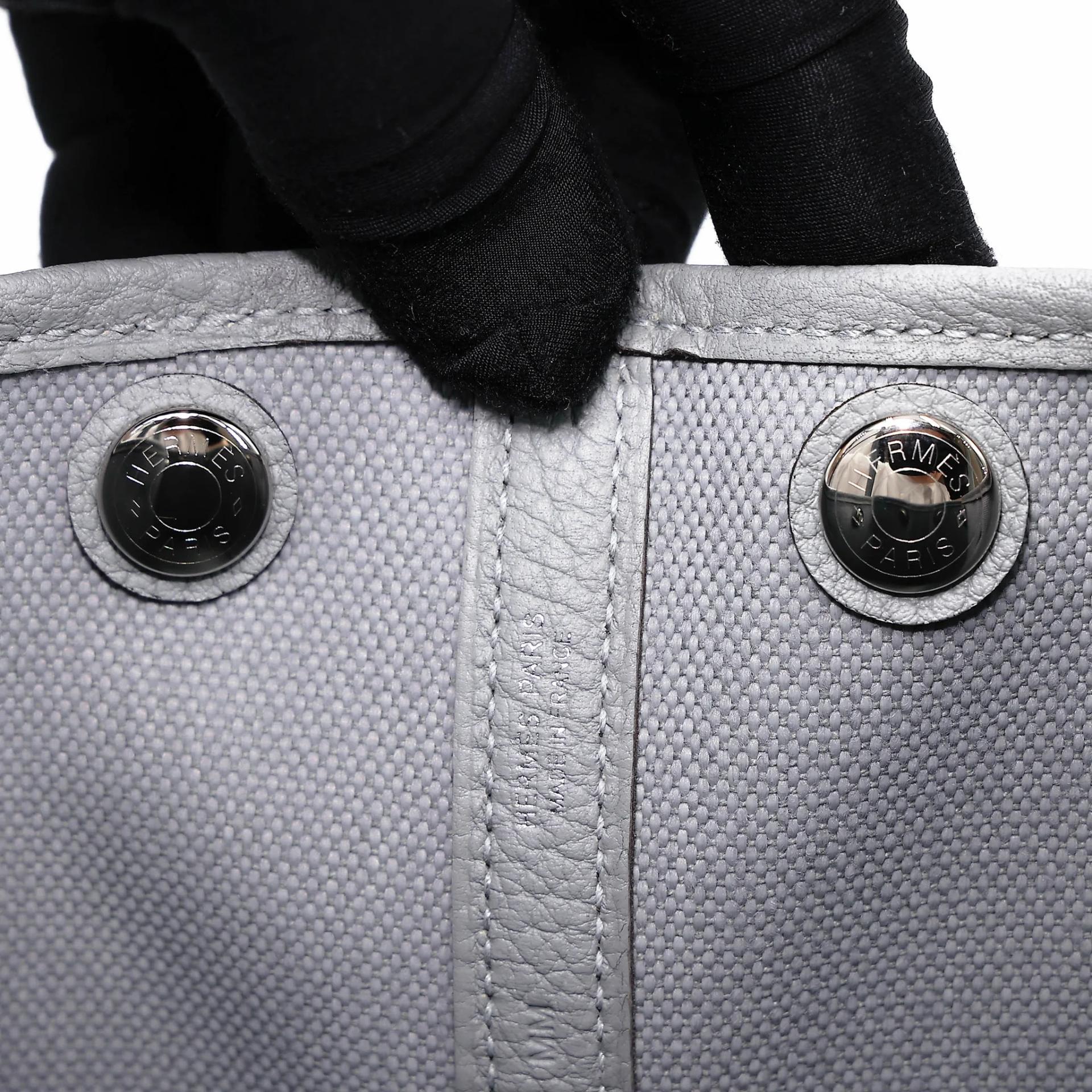 Brand New ( Rank N ) HERMÈS Garden Party TPM Gris Pantin (P0) Toile H canvas Negonda Palladium hardware G (2026) - 11