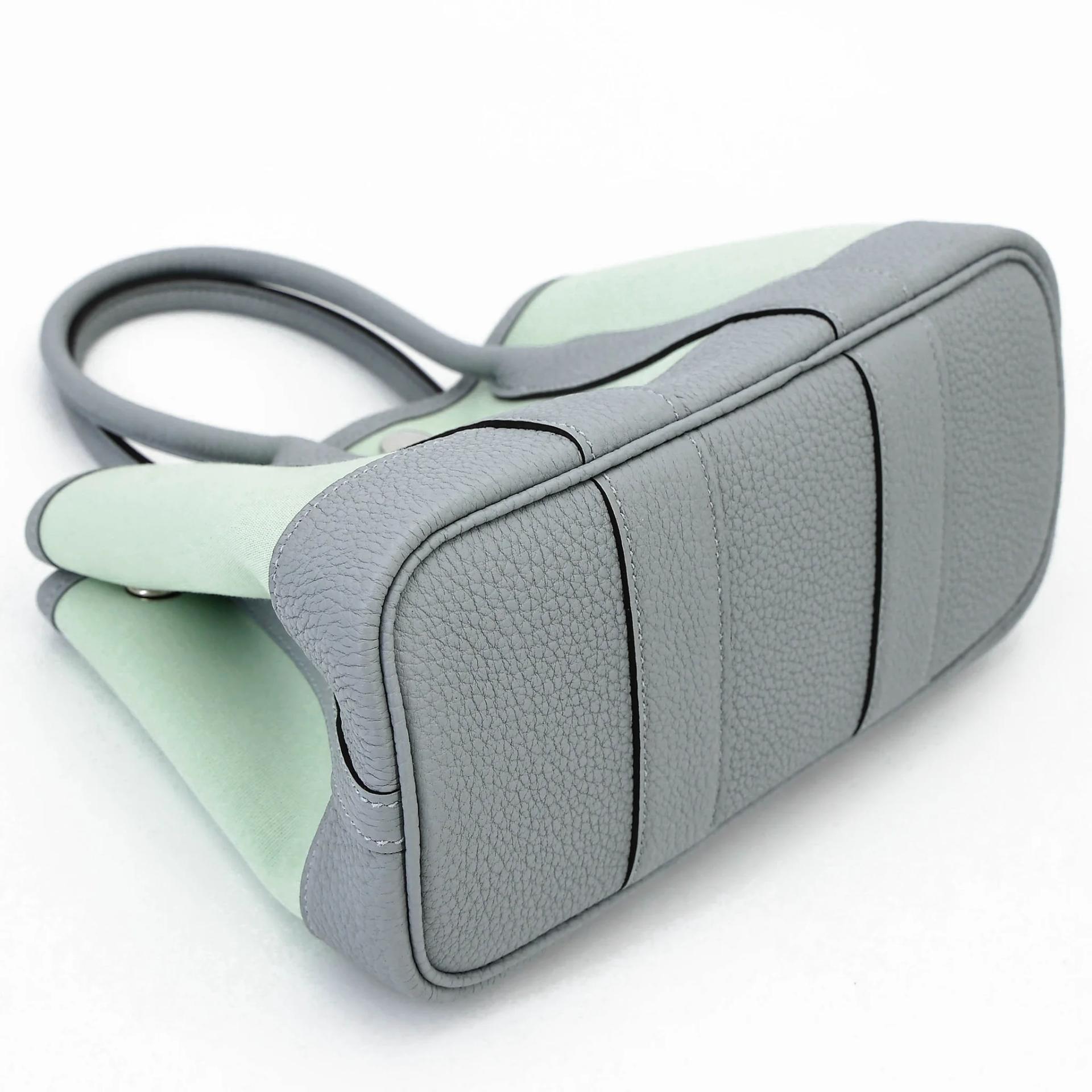 Brand New ( Rank N ) HERMÈS Neo Garden Party 23 Vert Peppermint (N3) Gris Pantin (P0) Toile Officier canvas Negonda Palladium hardware G (2026) - 5