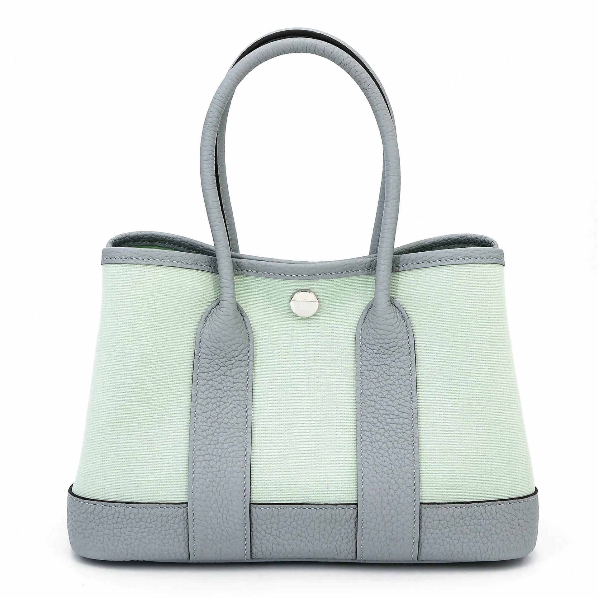 Brand New ( Rank N ) HERMÈS Neo Garden Party 23 Vert Peppermint (N3) Gris Pantin (P0) Toile Officier canvas Negonda Palladium hardware G (2026) - 2
