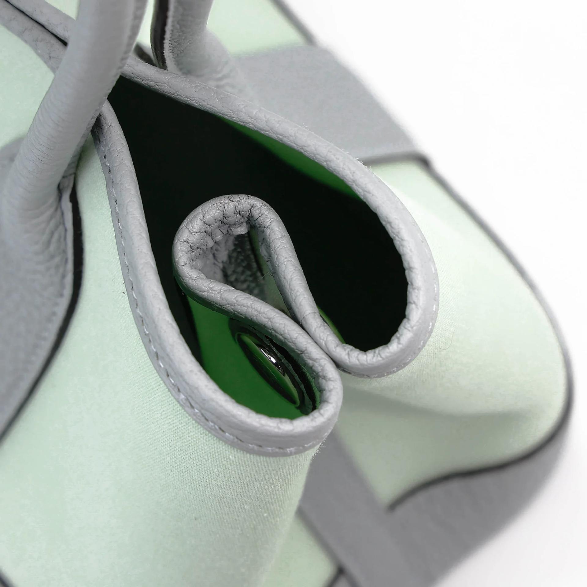 Brand New ( Rank N ) HERMÈS Neo Garden Party 23 Vert Peppermint (N3) Gris Pantin (P0) Toile Officier canvas Negonda Palladium hardware G (2026) - 14