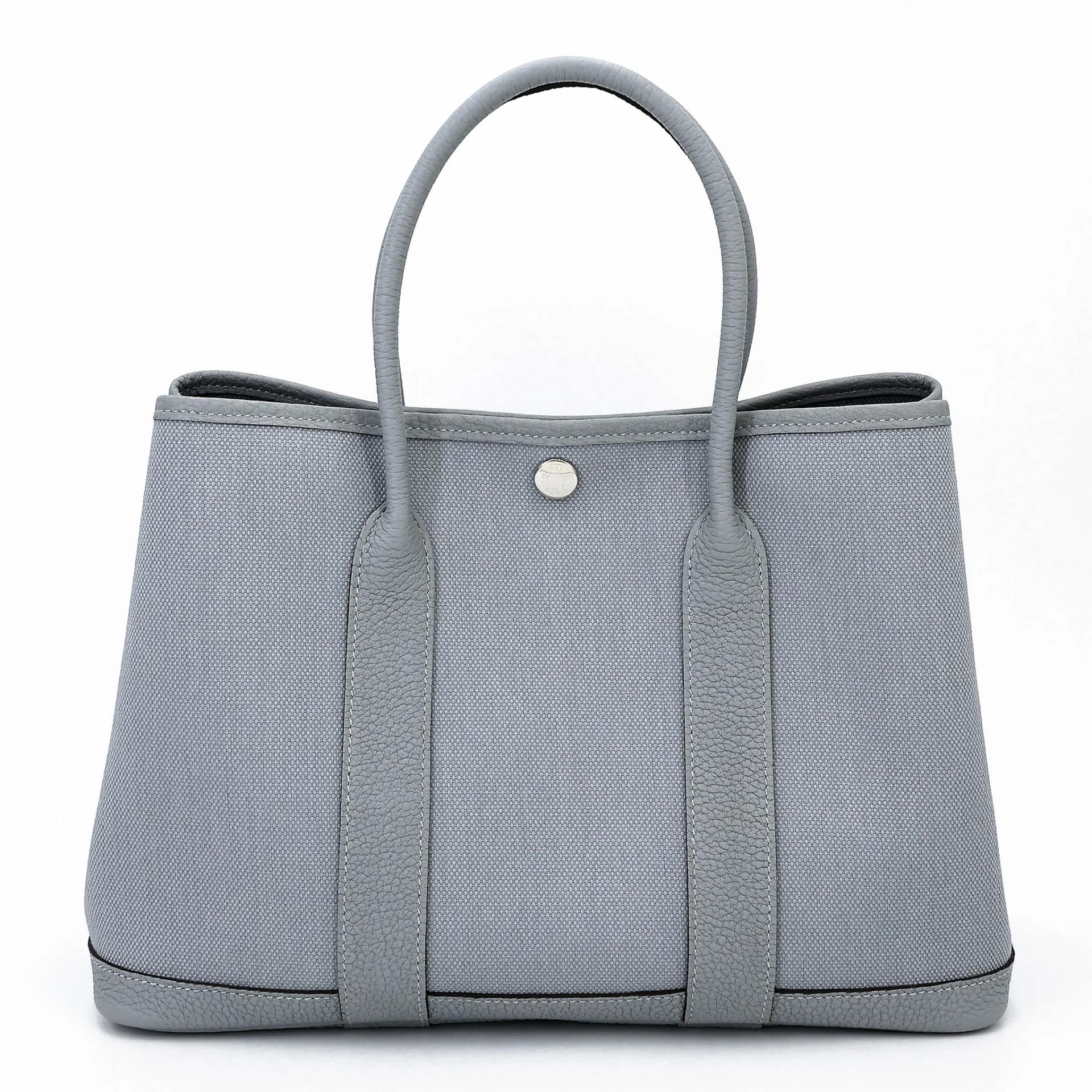 Brand New ( Rank N ) HERMÈS Garden Party TPM Gris Pantin (P0) Toile H canvas Negonda Palladium hardware G (2026) - 2