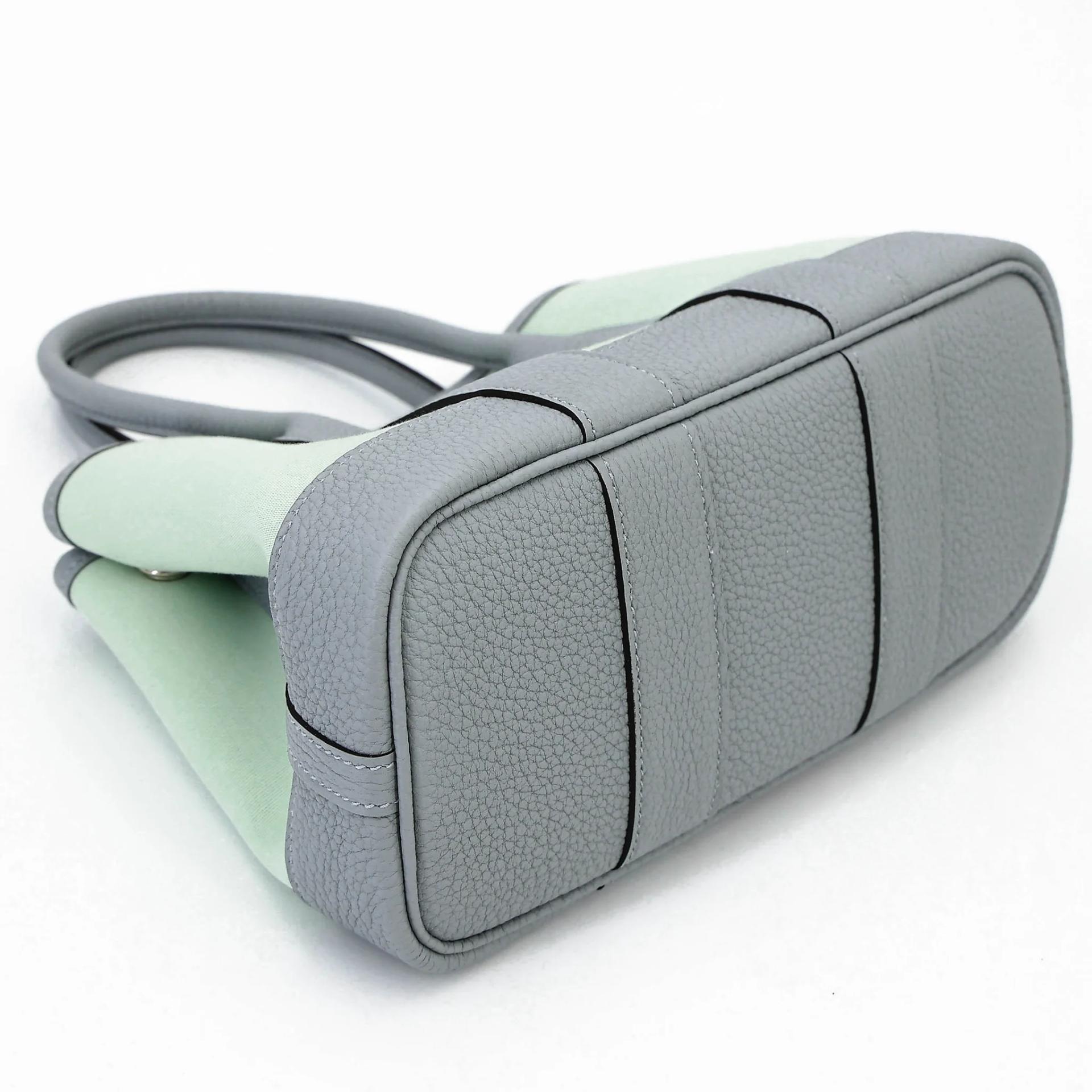 Brand New ( Rank N ) HERMÈS Neo Garden Party 23 Vert Peppermint (N3) Gris Pantin (P0) Toile Officier canvas Negonda Palladium hardware G (2026) - 7