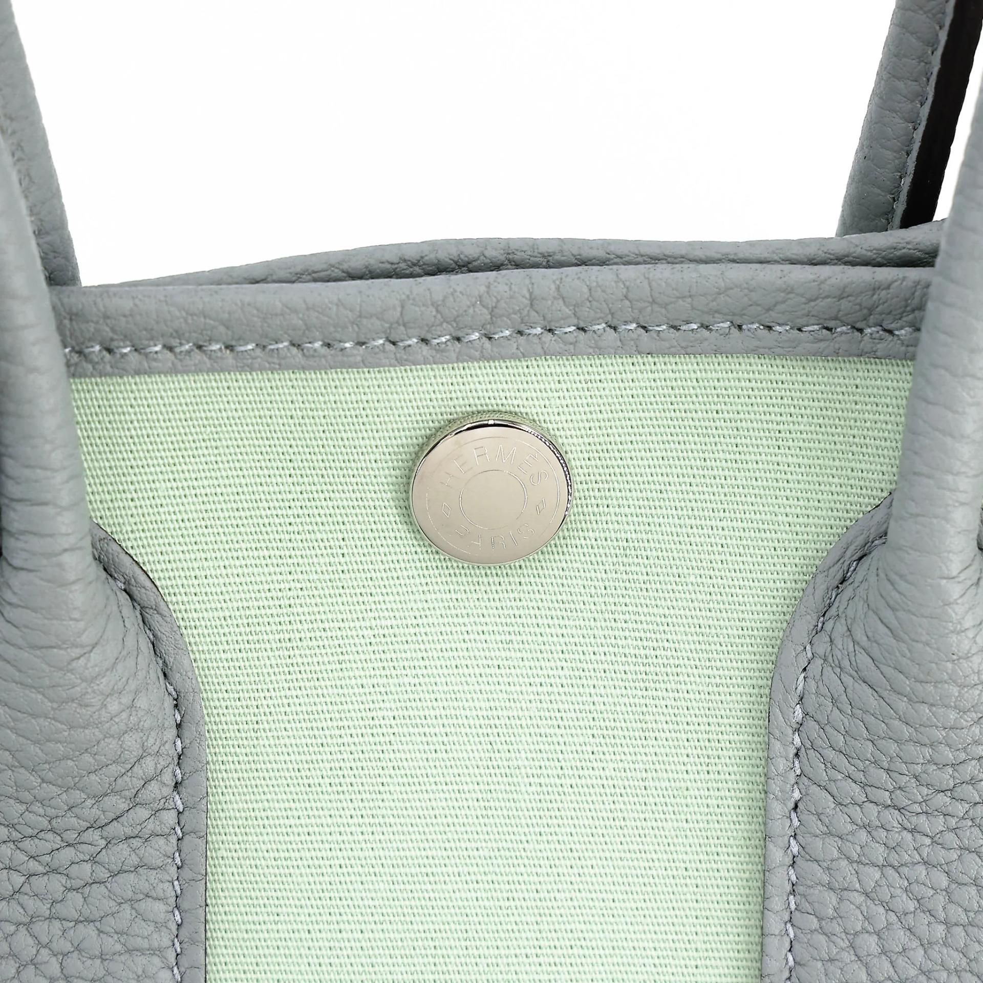 Brand New ( Rank N ) HERMÈS Neo Garden Party 23 Vert Peppermint (N3) Gris Pantin (P0) Toile Officier canvas Negonda Palladium hardware G (2026) - 8